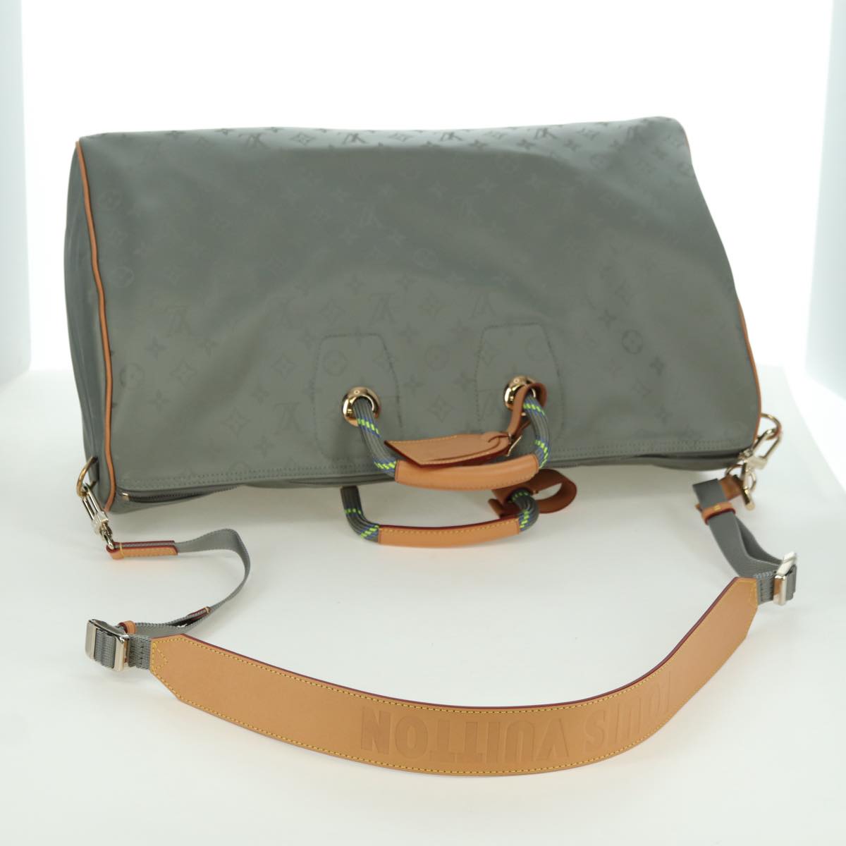 LOUIS VUITTON Titanium Keepall Bandouliere 50 Bag Gray M43886 LV Auth YKZ839SM