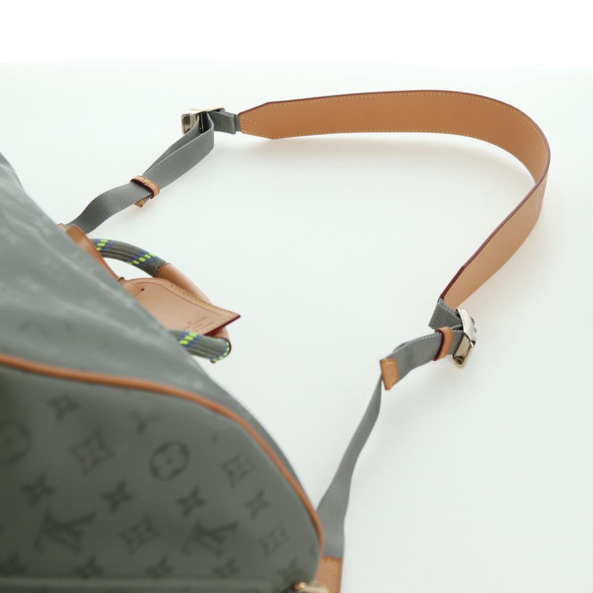 LOUIS VUITTON Titanium Keepall Bandouliere 50 Bag Gray M43886 LV Auth YKZ839SM