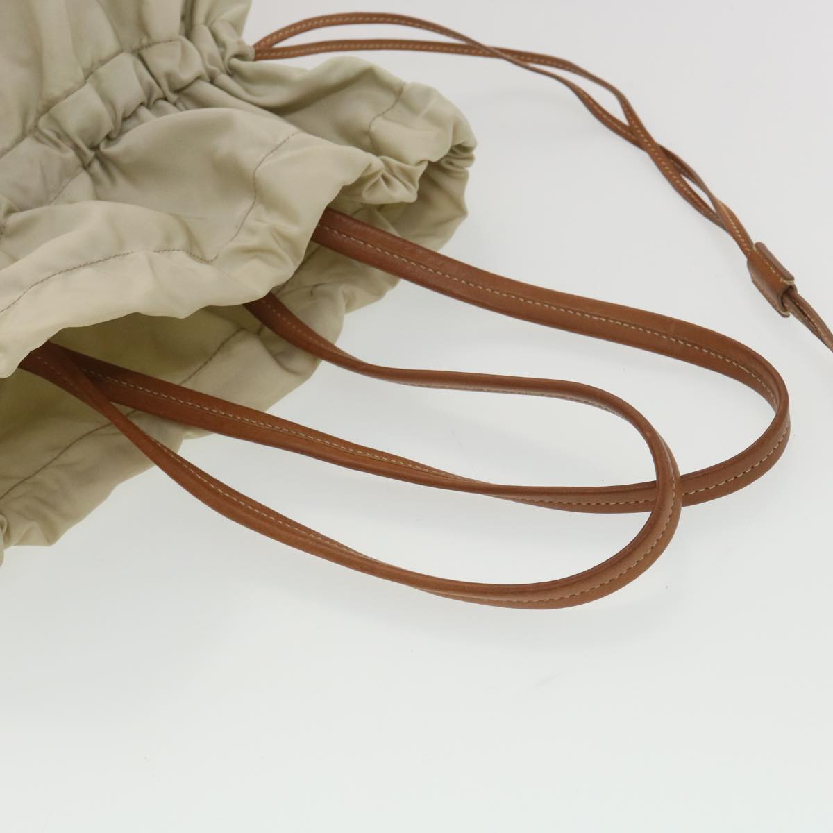 PRADA Shoulder Bag Nylon Beige Auth ac1841
