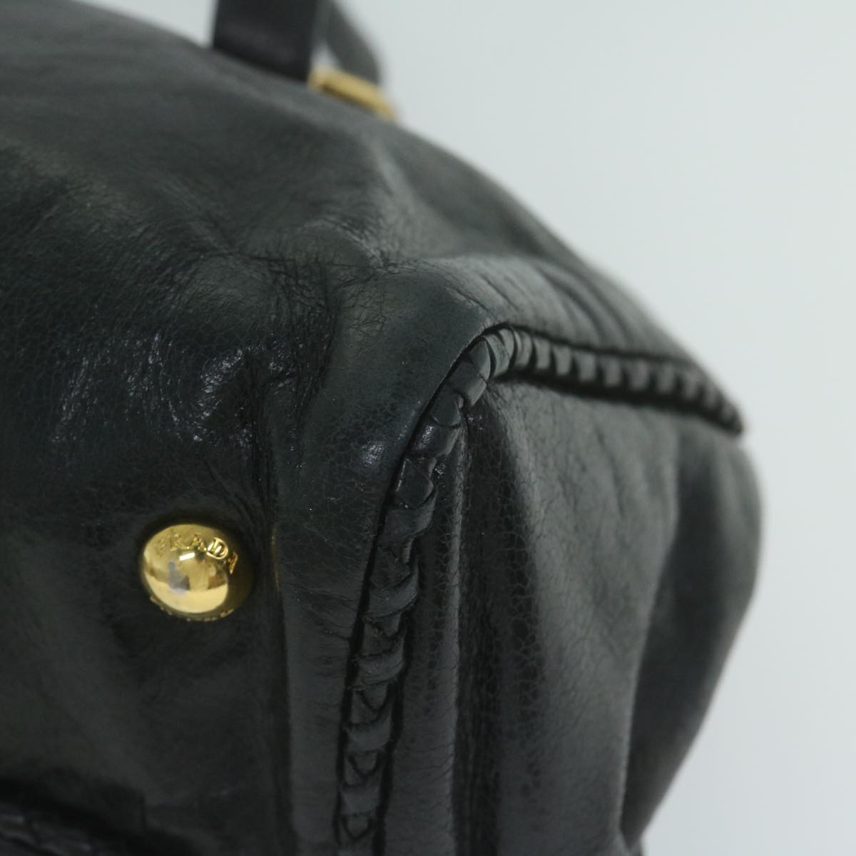 PRADA Hand Bag Leather 2way Black Auth ac2538