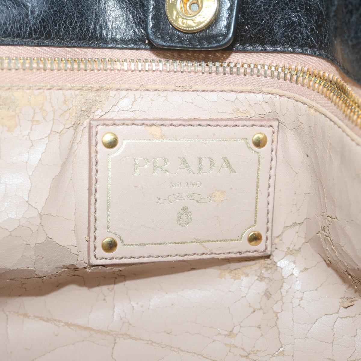 PRADA Hand Bag Leather 2way Black Auth ac2538