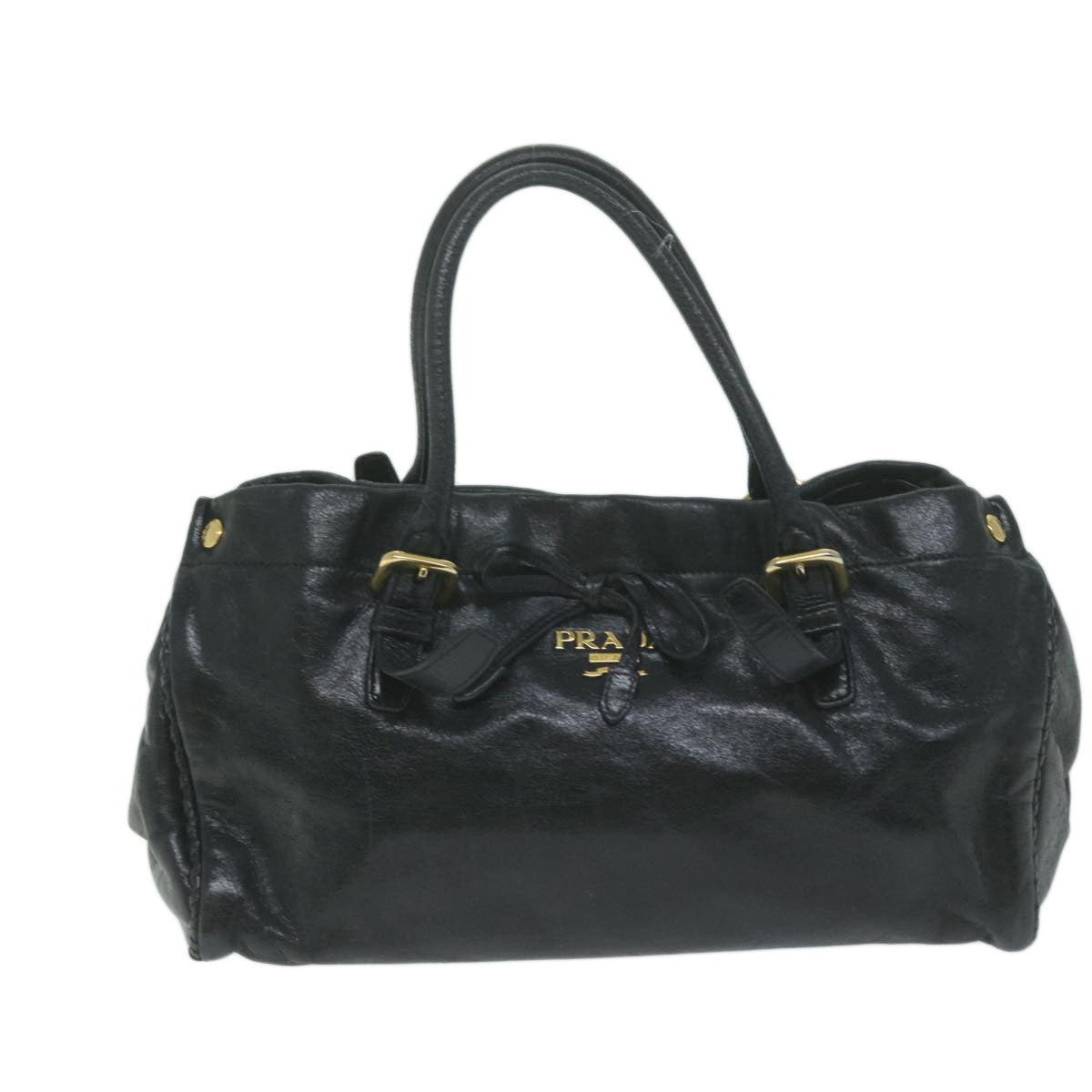 PRADA Hand Bag Leather 2way Black Auth ac2538