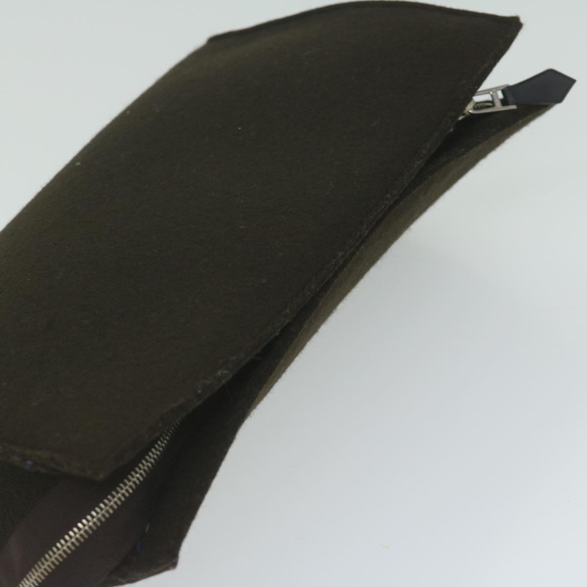 HERMES Pouch Wool Brown Auth ac2590