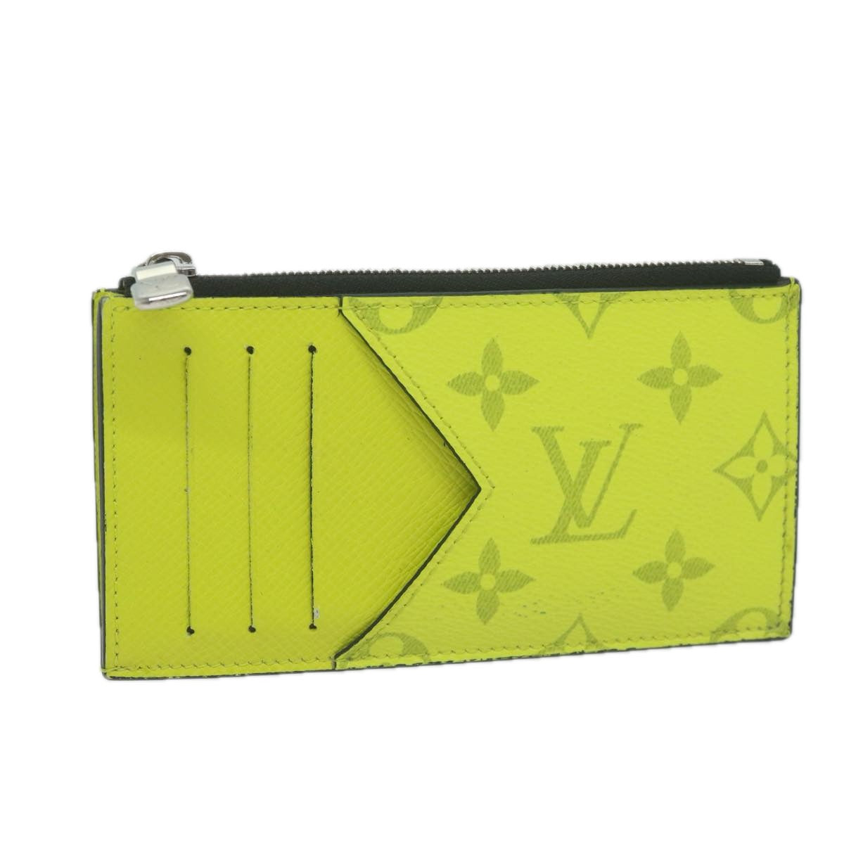 LOUIS VUITTON Tiger Lama Monogram Coin Card Holder Yellow M30950 LV Auth ac2646