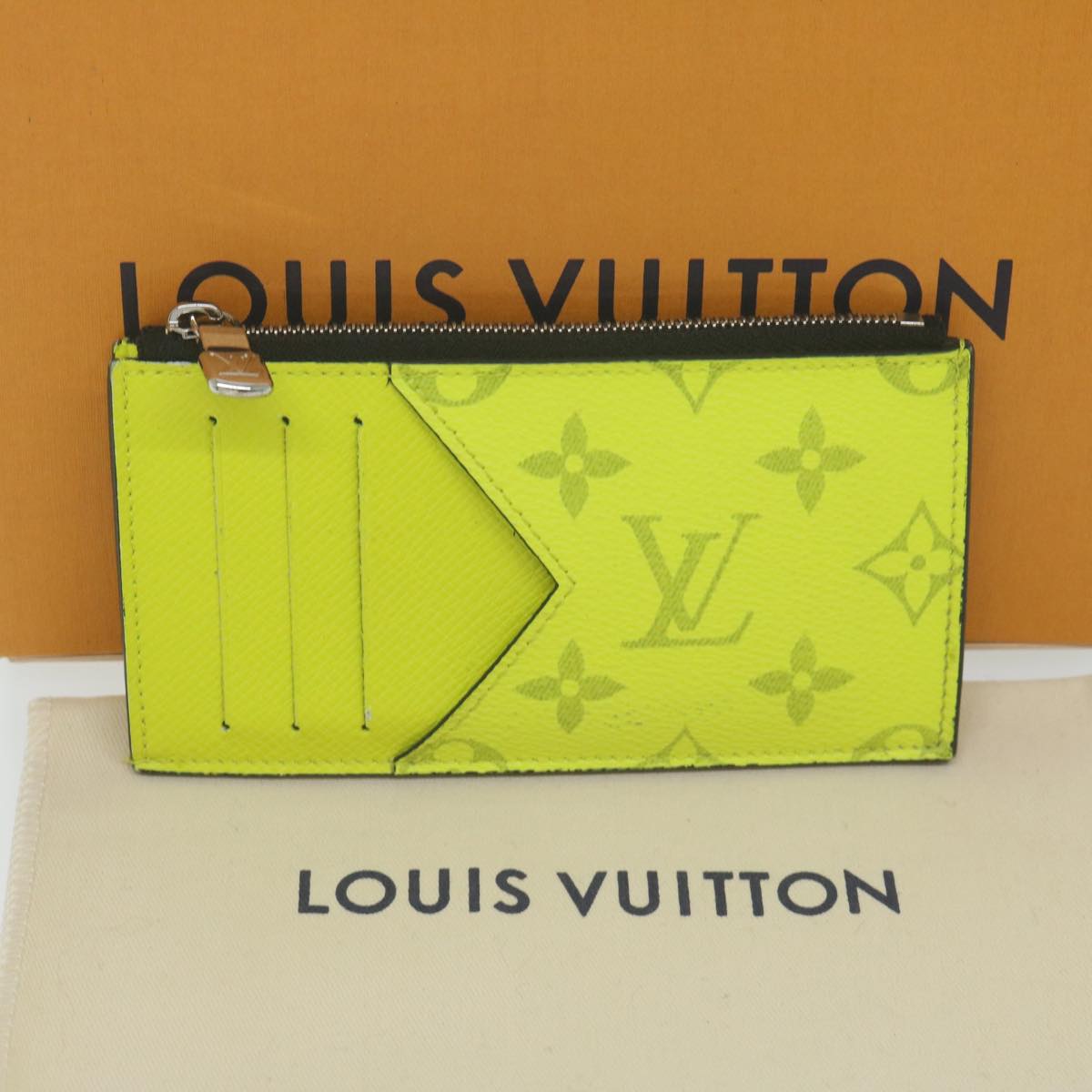 LOUIS VUITTON Tiger Lama Monogram Coin Card Holder Yellow M30950 LV Auth ac2646