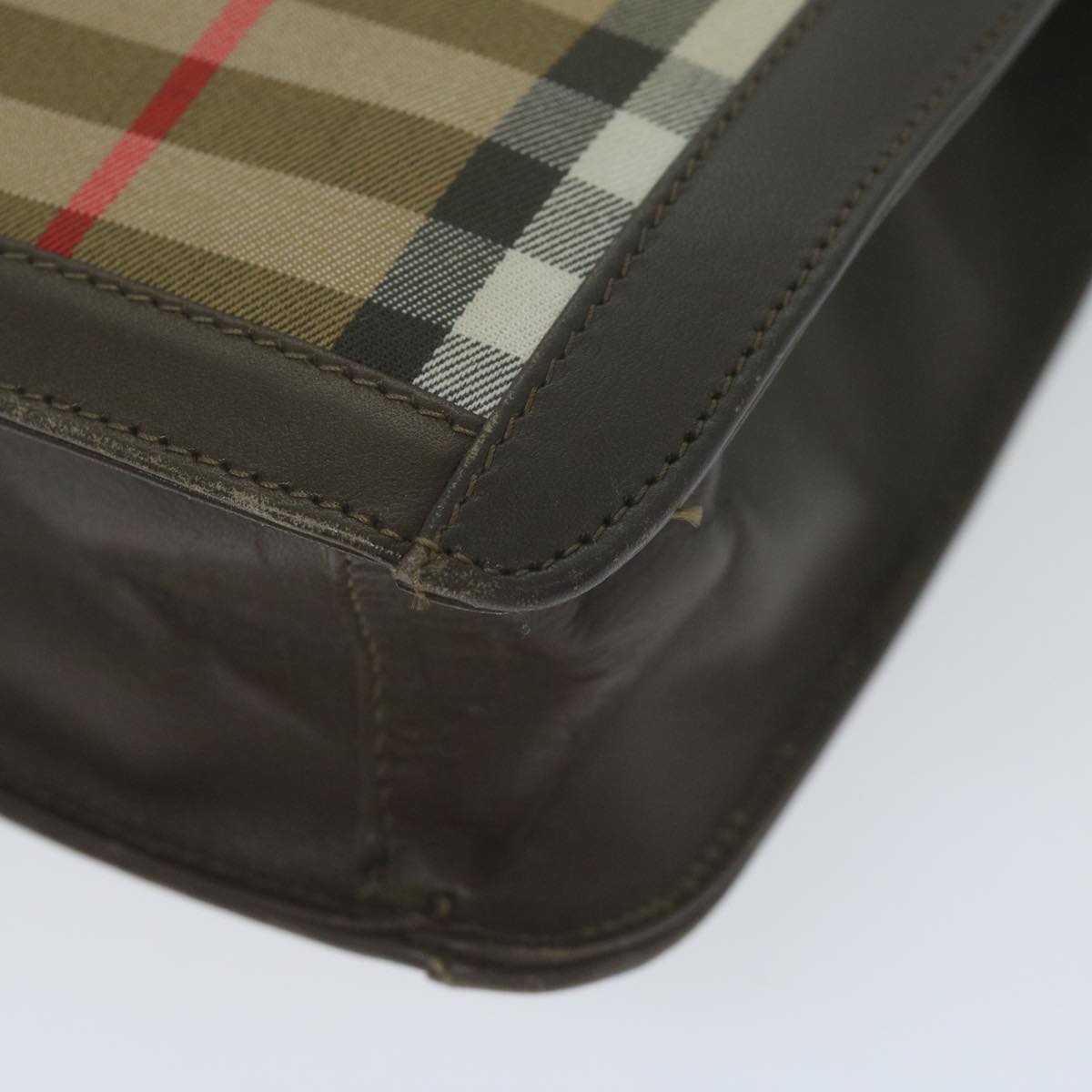 Burberrys Nova Check Clutch Bag Nylon Canvas Beige Auth ac2675