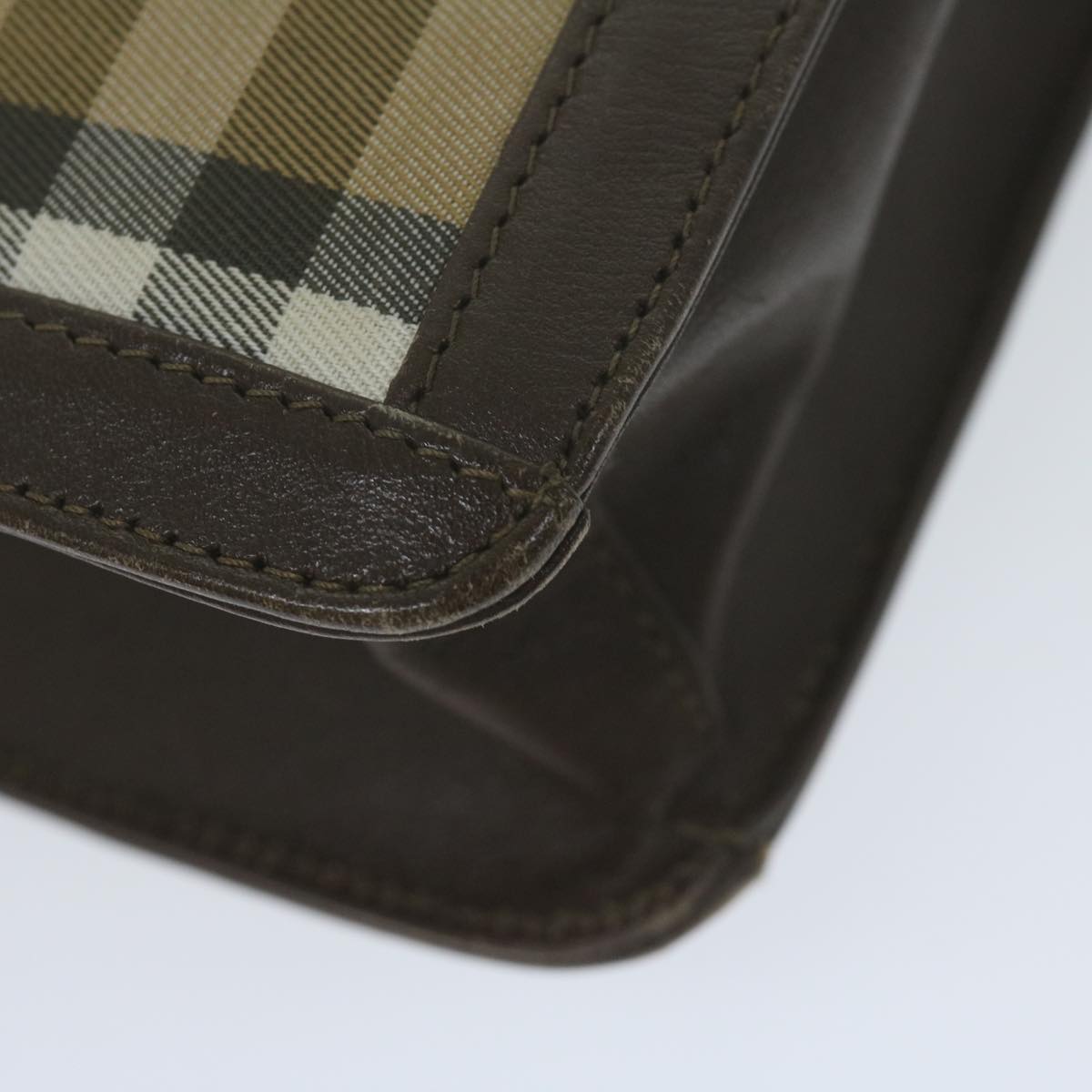 Burberrys Nova Check Clutch Bag Nylon Canvas Beige Auth ac2675
