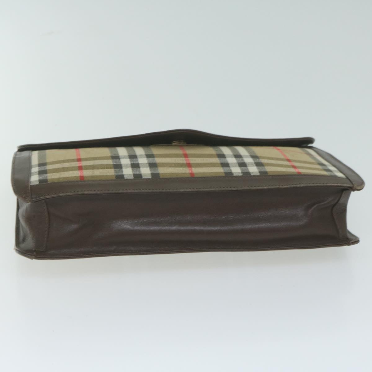 Burberrys Nova Check Clutch Bag Nylon Canvas Beige Auth ac2675