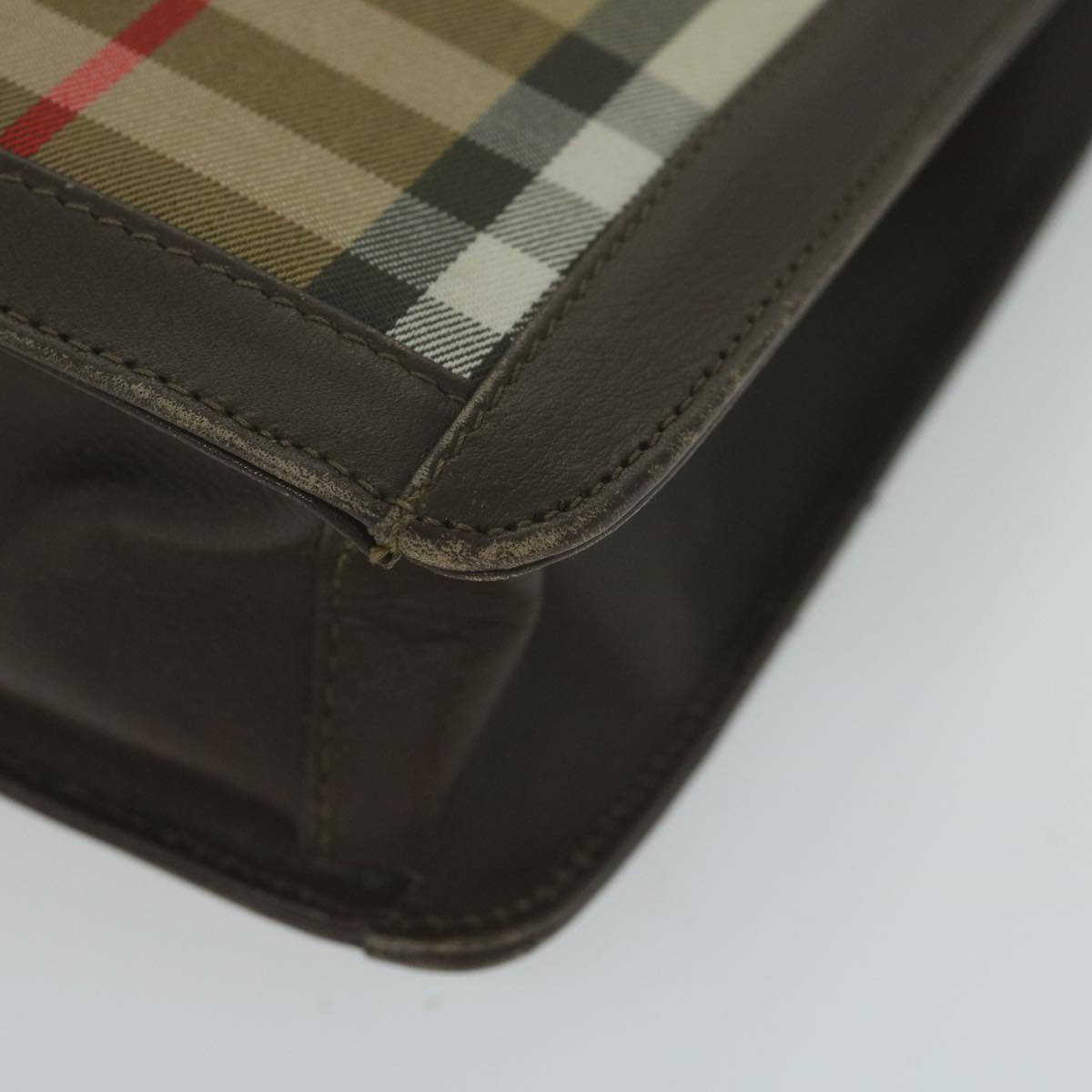 Burberrys Nova Check Clutch Bag Nylon Canvas Beige Auth ac2675