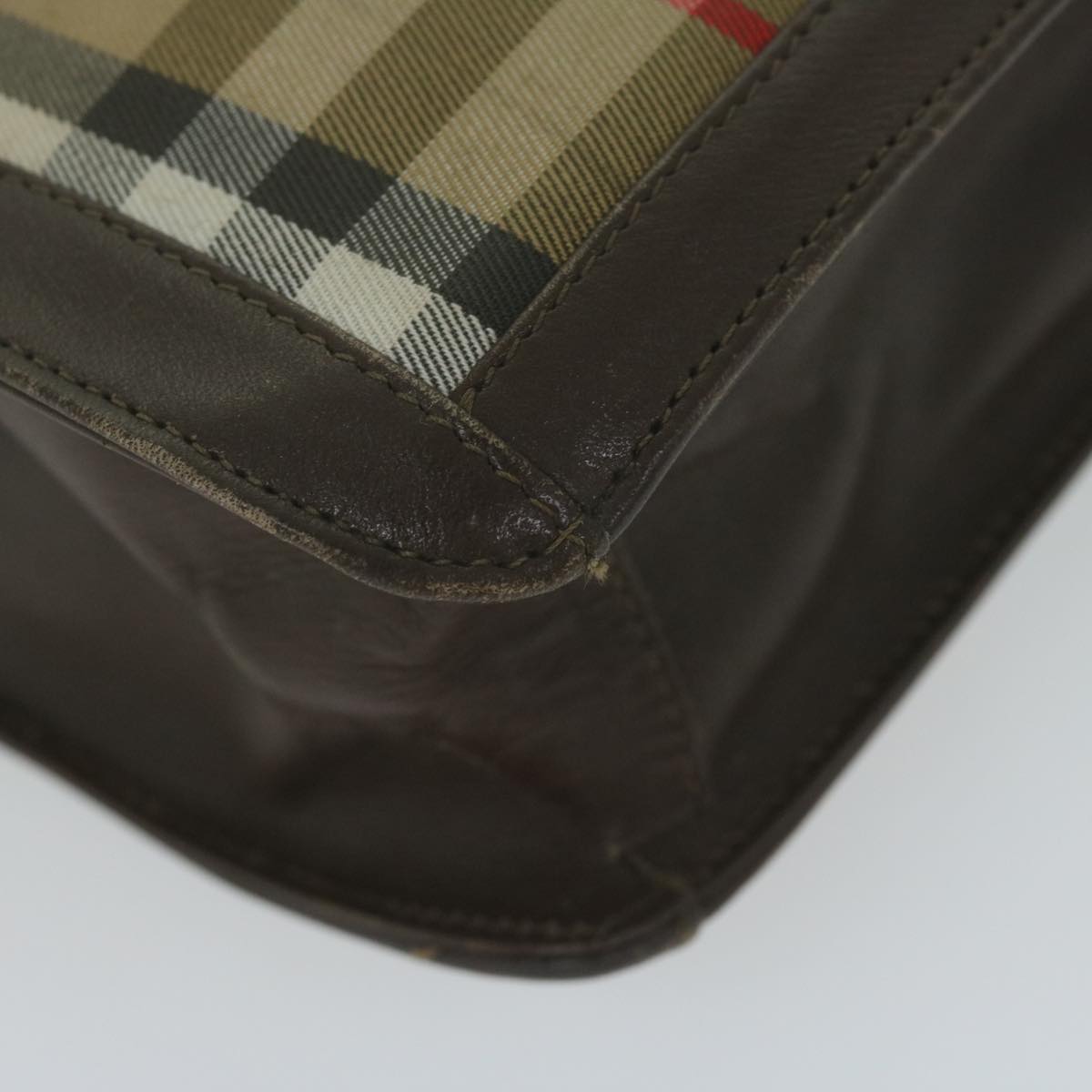 Burberrys Nova Check Clutch Bag Nylon Canvas Beige Auth ac2675