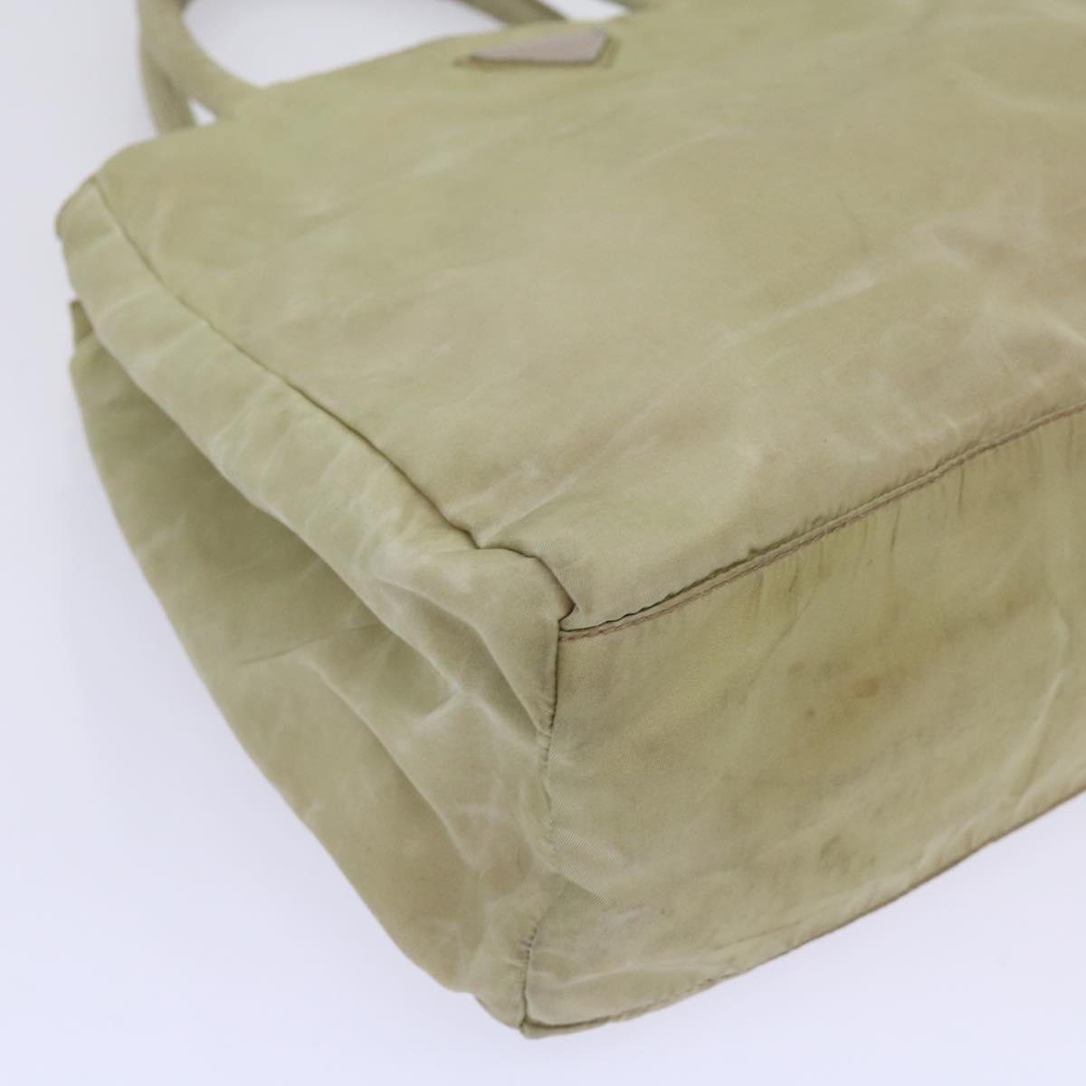 PRADA Hand Bag Nylon Beige Auth ac2748
