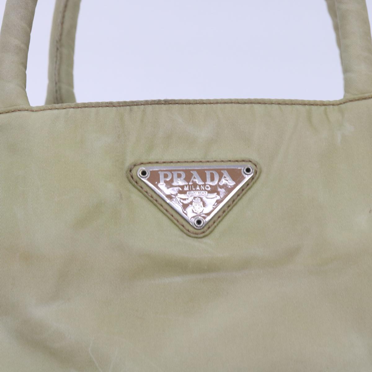 PRADA Hand Bag Nylon Beige Auth ac2748