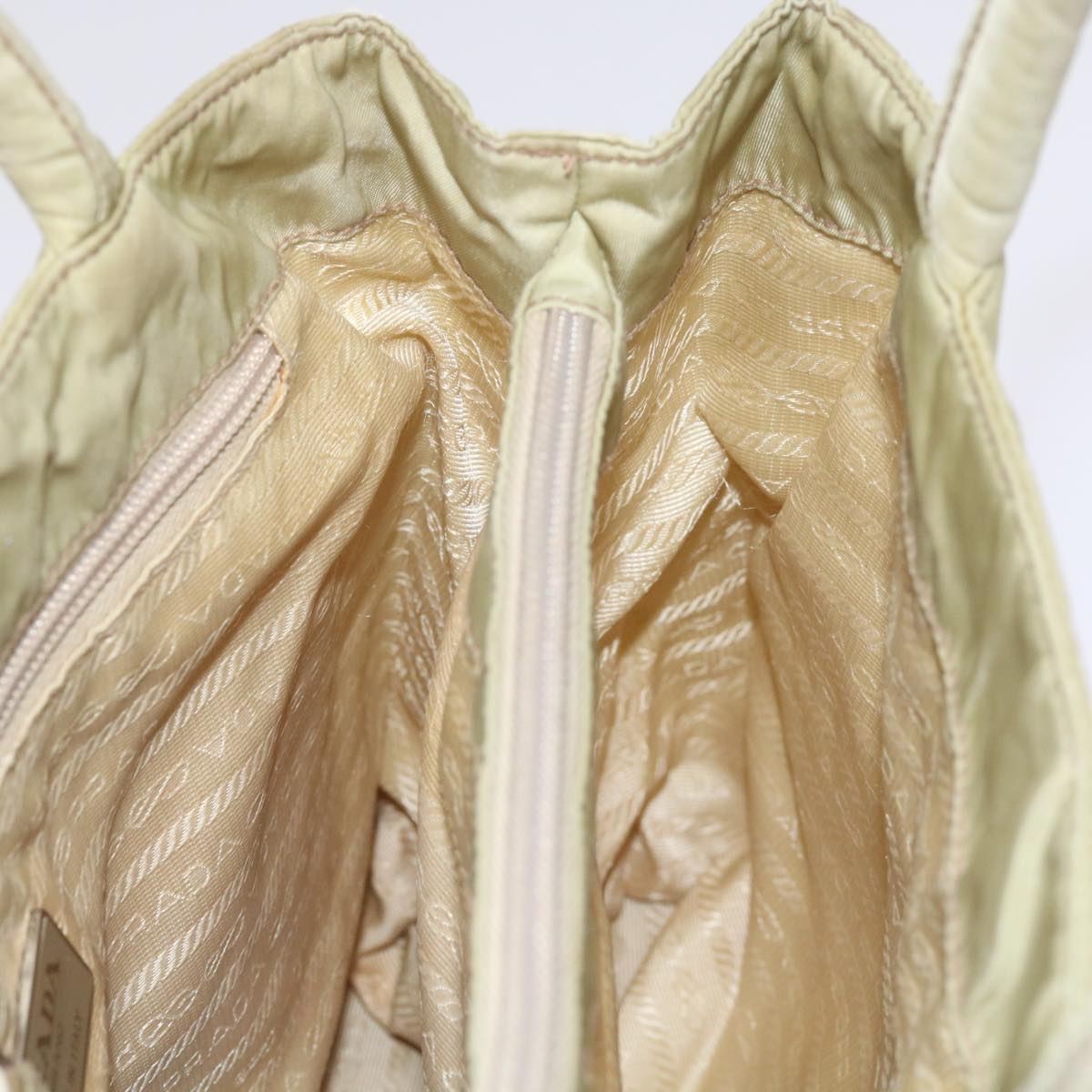 PRADA Hand Bag Nylon Beige Auth ac2748