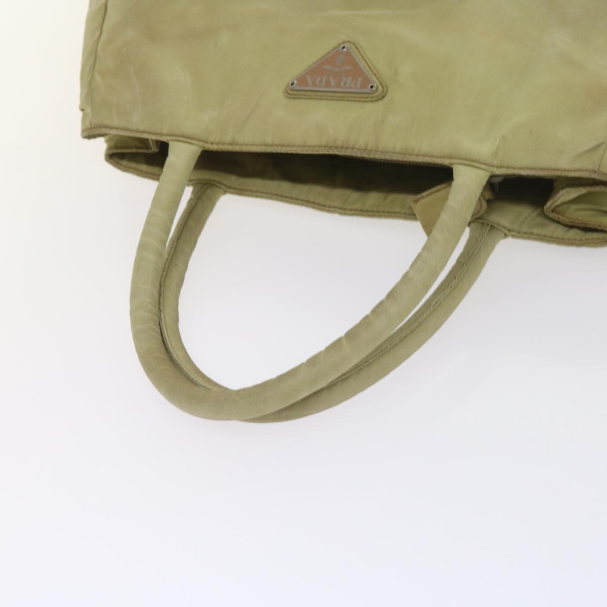 PRADA Hand Bag Nylon Beige Auth ac2748