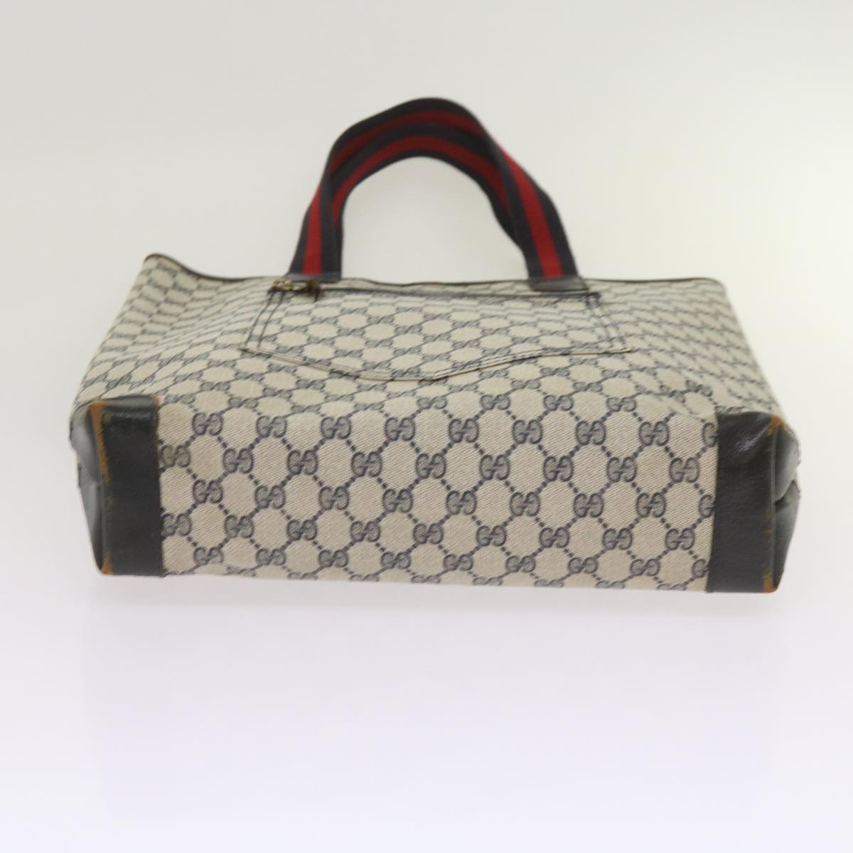 GUCCI GG Supreme Sherry Line Tote Bag PVC Leather Red Navy 010 378 Auth ac2770