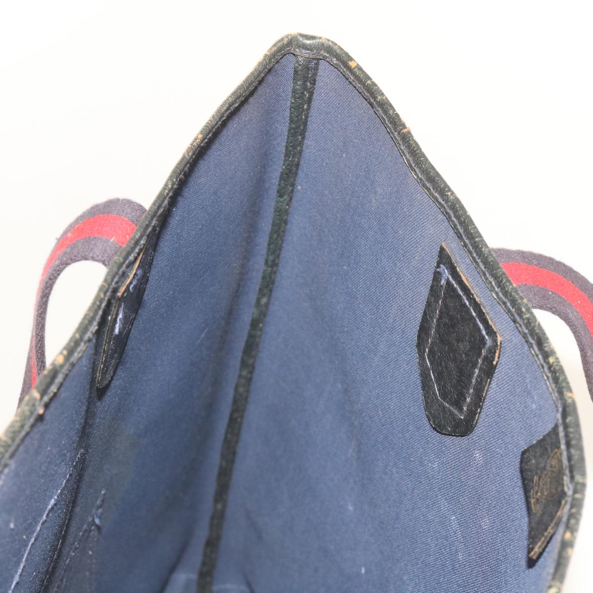 GUCCI GG Supreme Sherry Line Tote Bag PVC Leather Red Navy 010 378 Auth ac2770