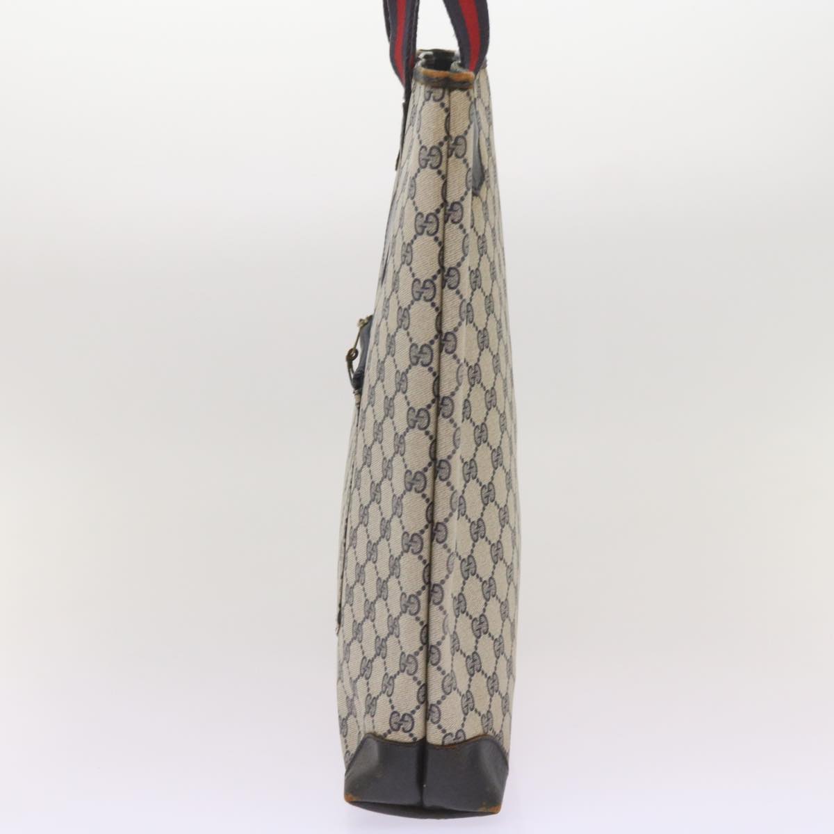 GUCCI GG Supreme Sherry Line Tote Bag PVC Leather Red Navy 010 378 Auth ac2770