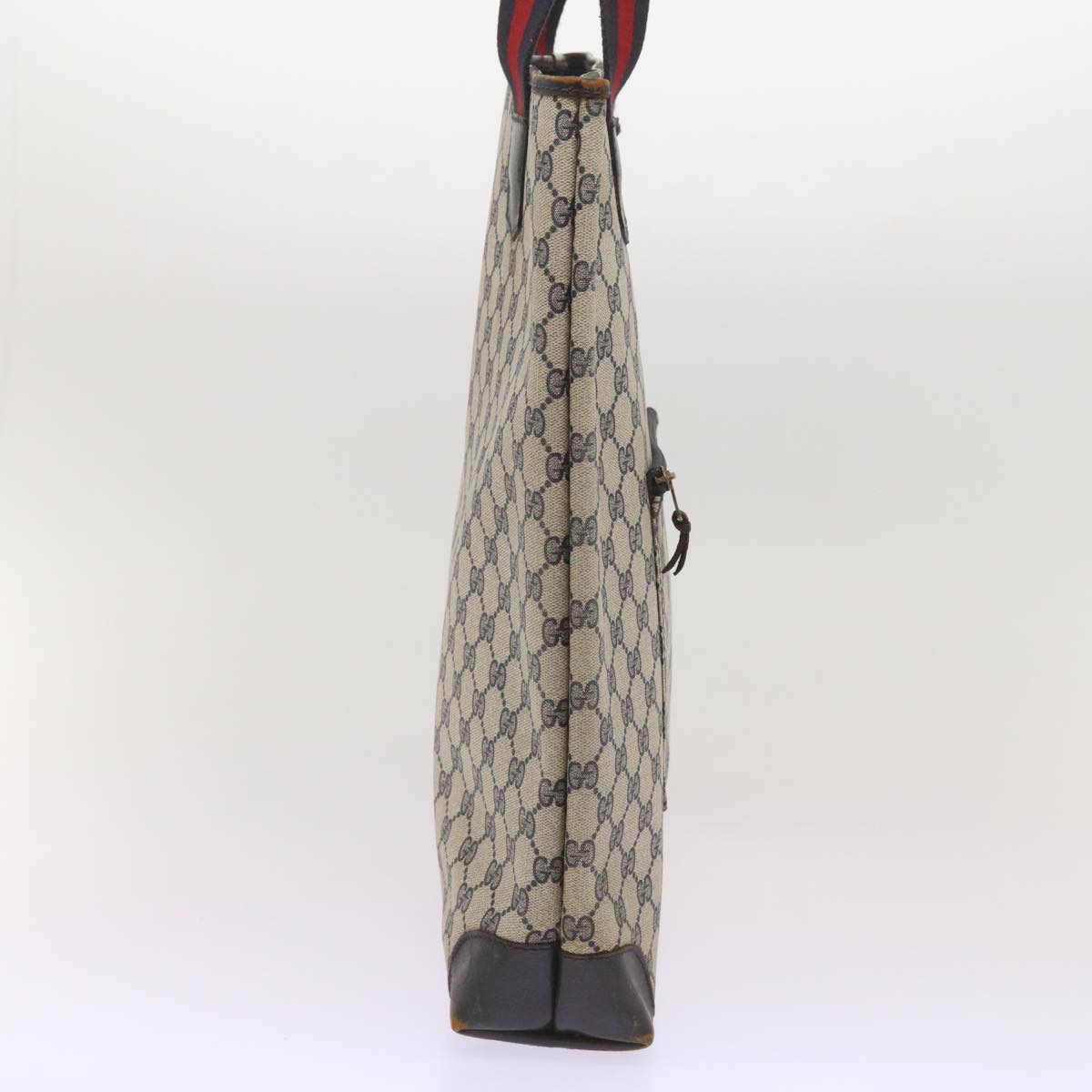 GUCCI GG Supreme Sherry Line Tote Bag PVC Leather Red Navy 010 378 Auth ac2770