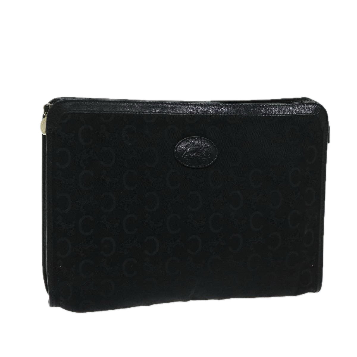 CELINE C Macadam Canvas Clutch Bag Black Auth ac2823
