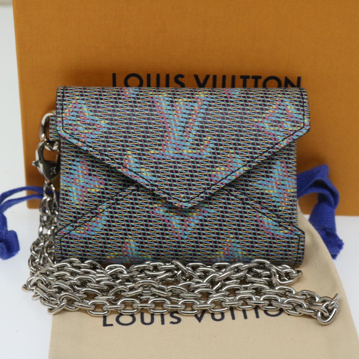 LOUIS VUITTON Monogram LV Pop Kirigami Necklace Blue N60278 LV Auth ac2845