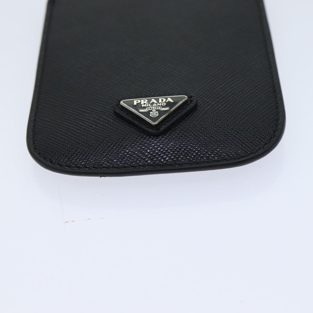PRADA Safiano leather iPhone Case Black 2ARD62 Auth ac2881