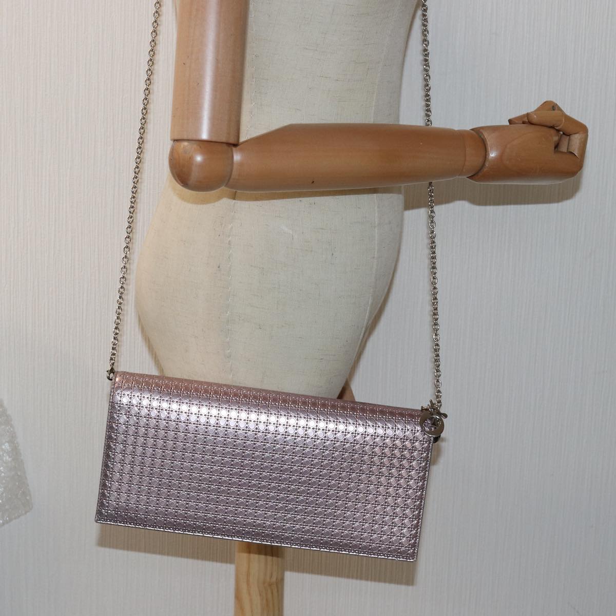 Christian Dior Lady Dior Canage Chain Shoulder Bag PVC Pink Auth ac3024V