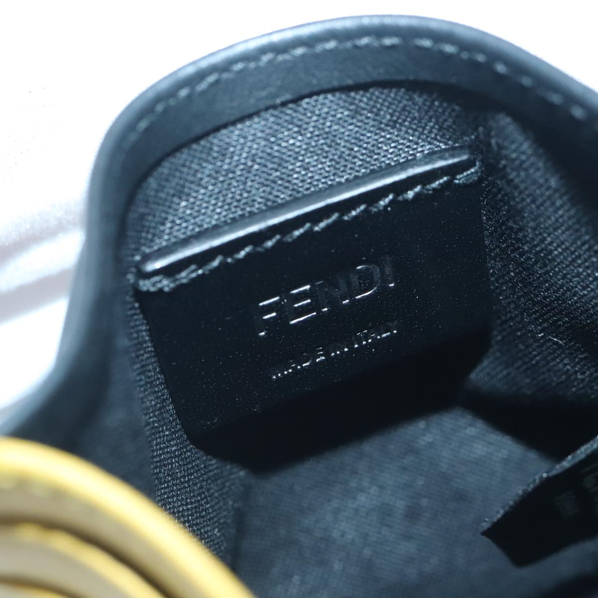 FENDI Card Case Leather Yellow Auth ac3270V