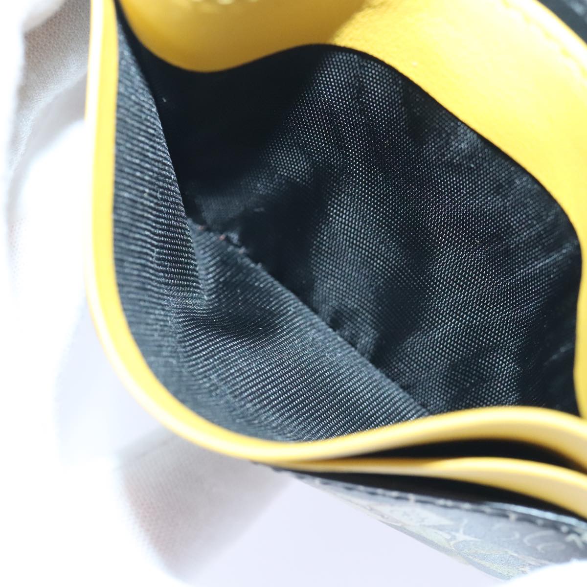 FENDI Card Case Leather Yellow Auth ac3270V