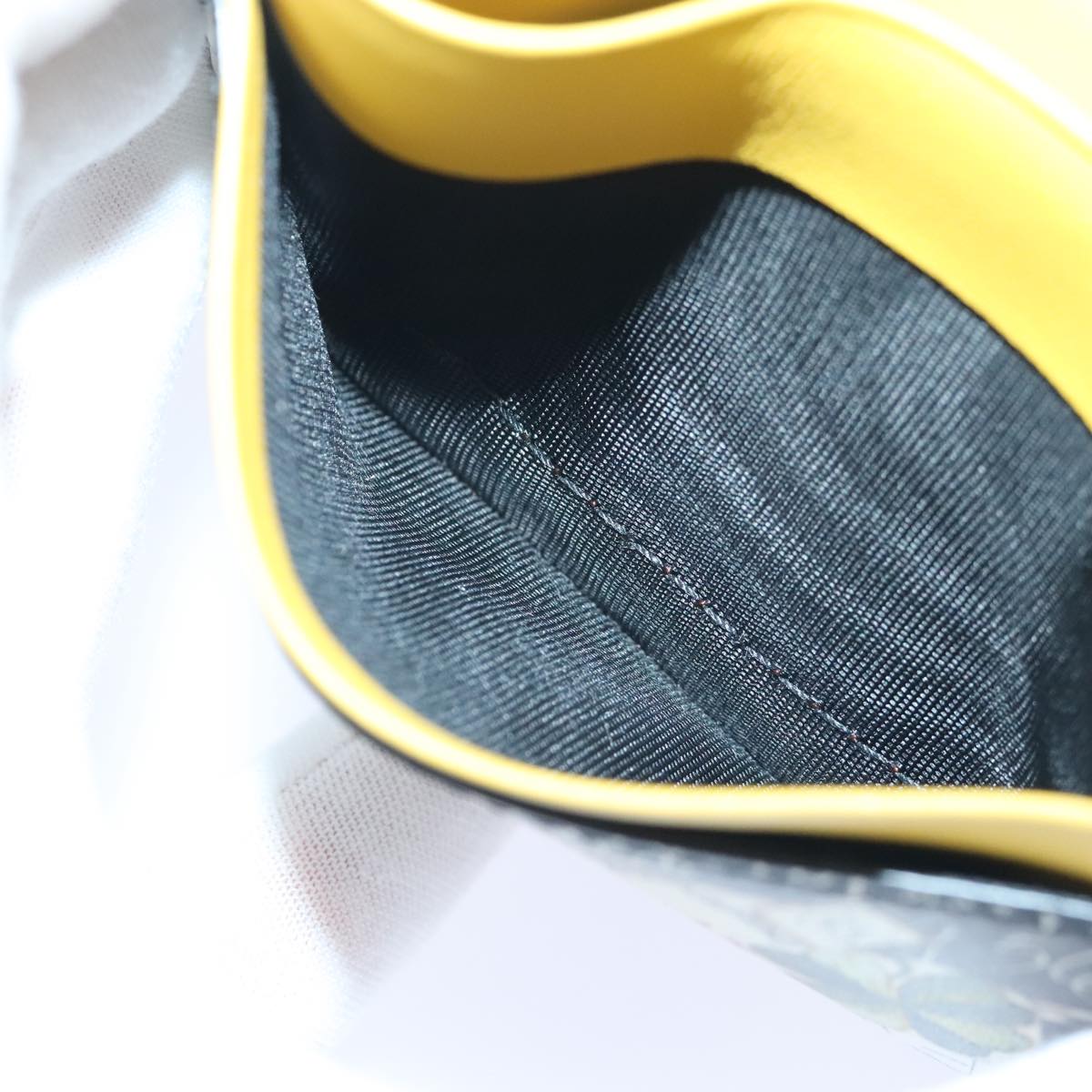 FENDI Card Case Leather Yellow Auth ac3270V