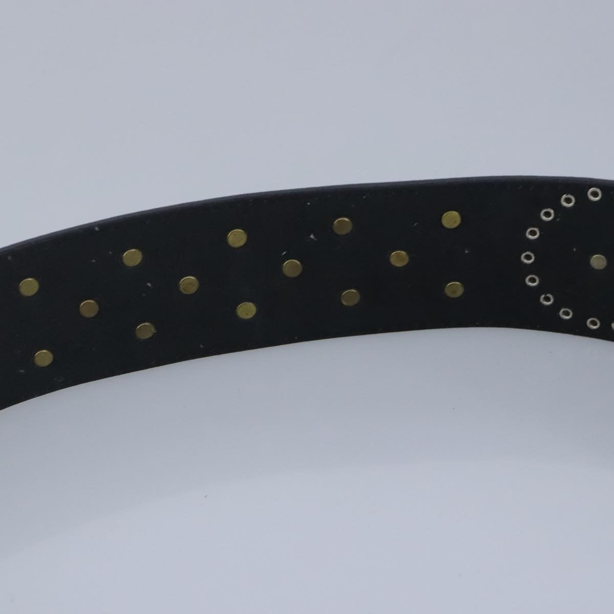 Gianni Versace Belt Leather metal 9.8"""""""" Black Gold Silver Auth ac3322