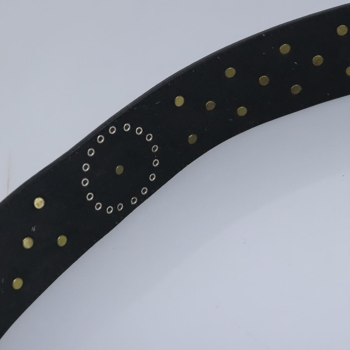 Gianni Versace Belt Leather metal 9.8"""""""" Black Gold Silver Auth ac3322