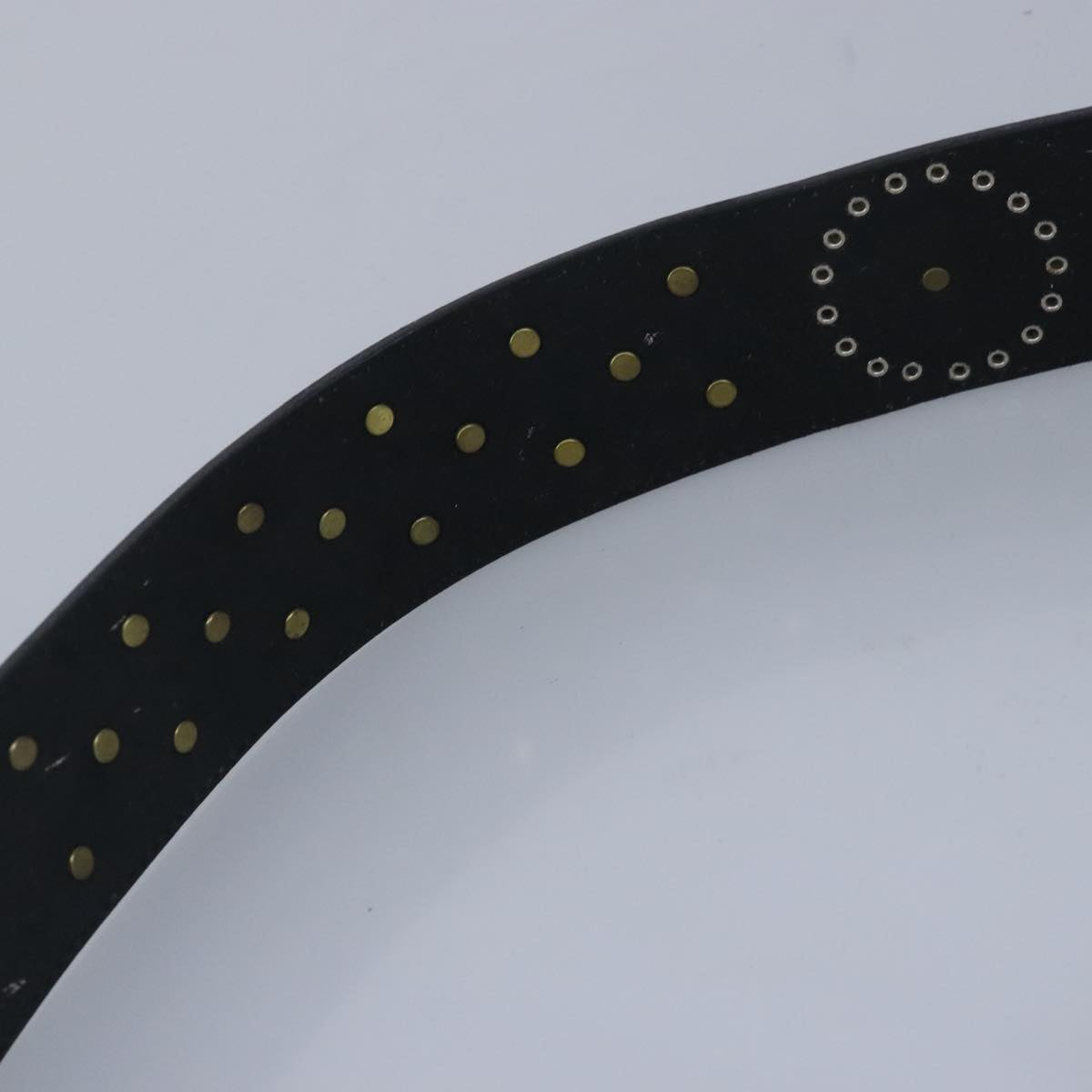 Gianni Versace Belt Leather metal 9.8"""""""" Black Gold Silver Auth ac3322