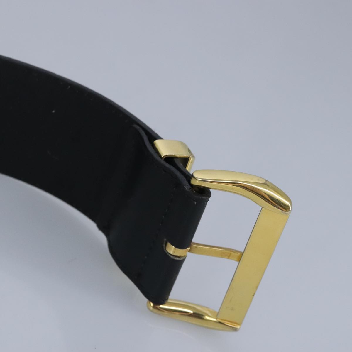 Gianni Versace Belt Leather metal 9.8"""""""" Black Gold Silver Auth ac3322