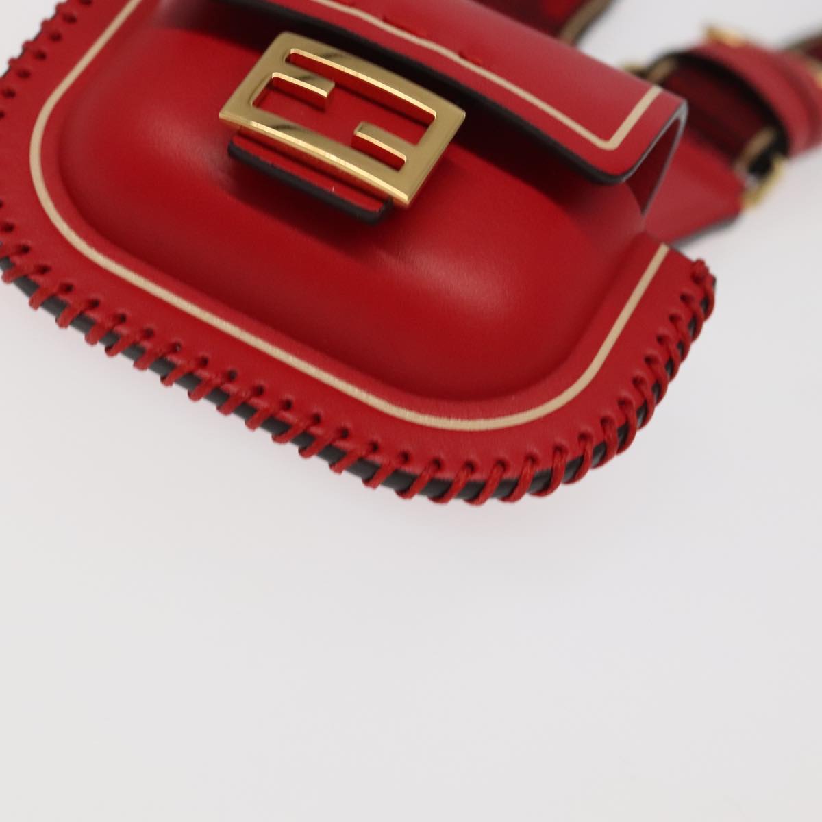 FENDI AirPods case Pouch Leather Red Auth ac3375V