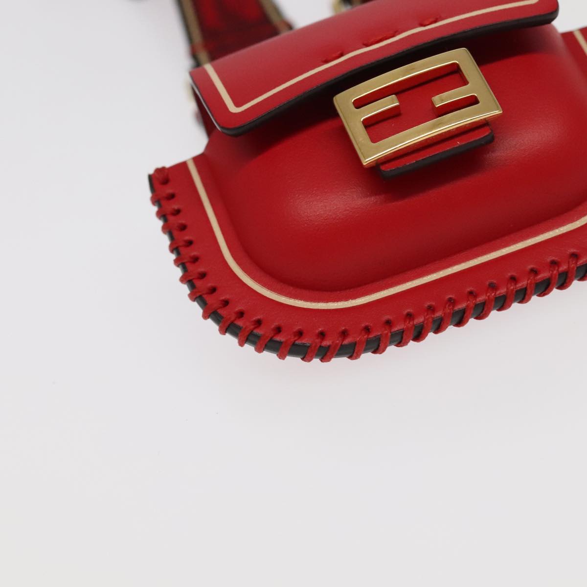 FENDI AirPods case Pouch Leather Red Auth ac3375V