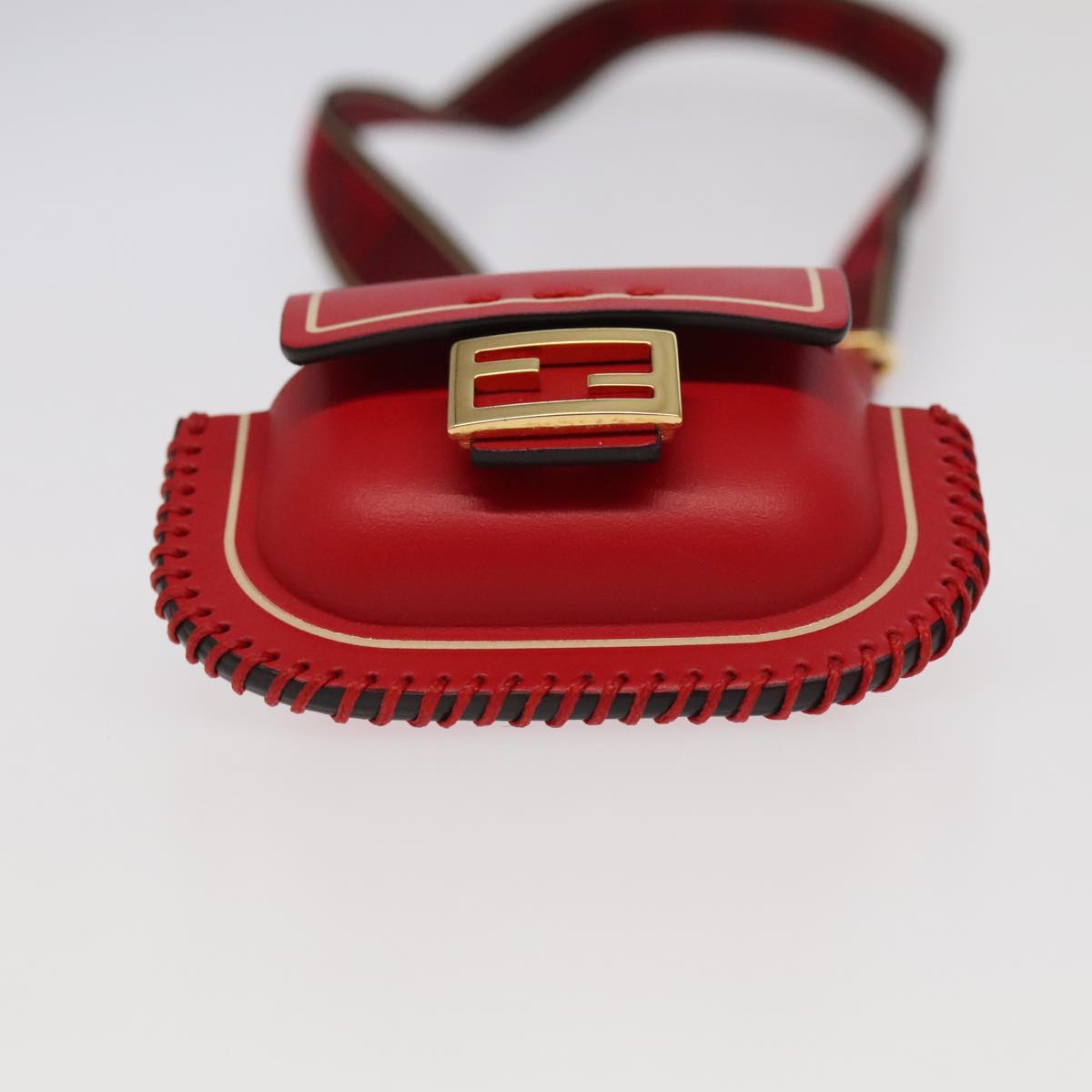 FENDI AirPods case Pouch Leather Red Auth ac3375V