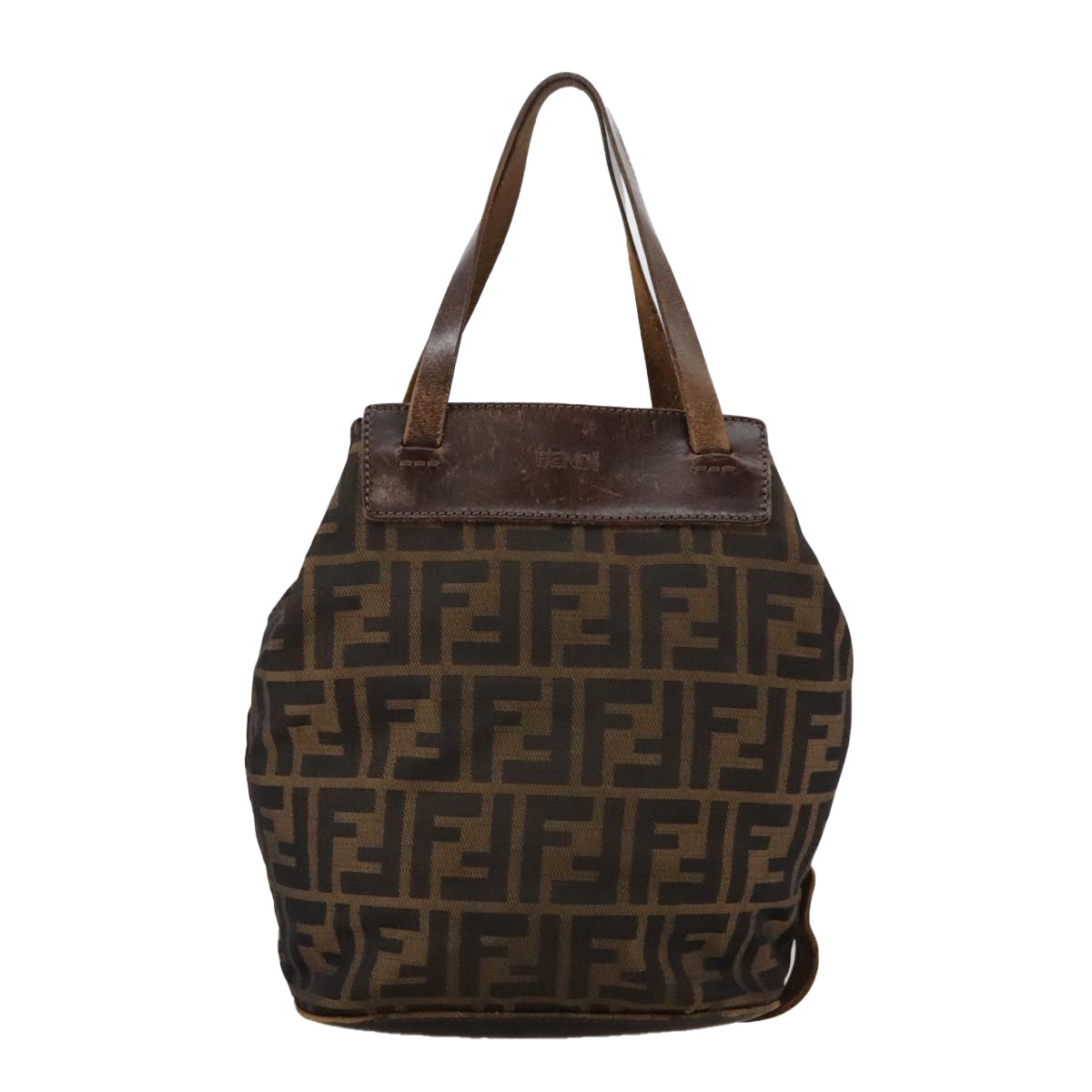 FENDI Zucca Canvas Hand Bag Brown Black Auth ac3445