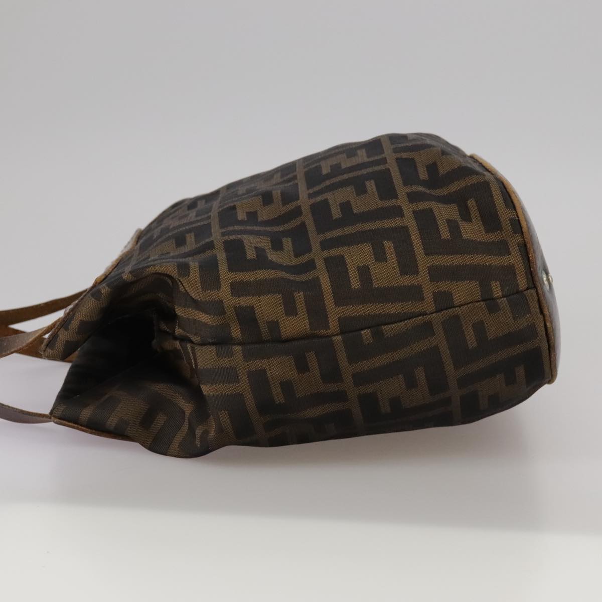 FENDI Zucca Canvas Hand Bag Brown Black Auth ac3445