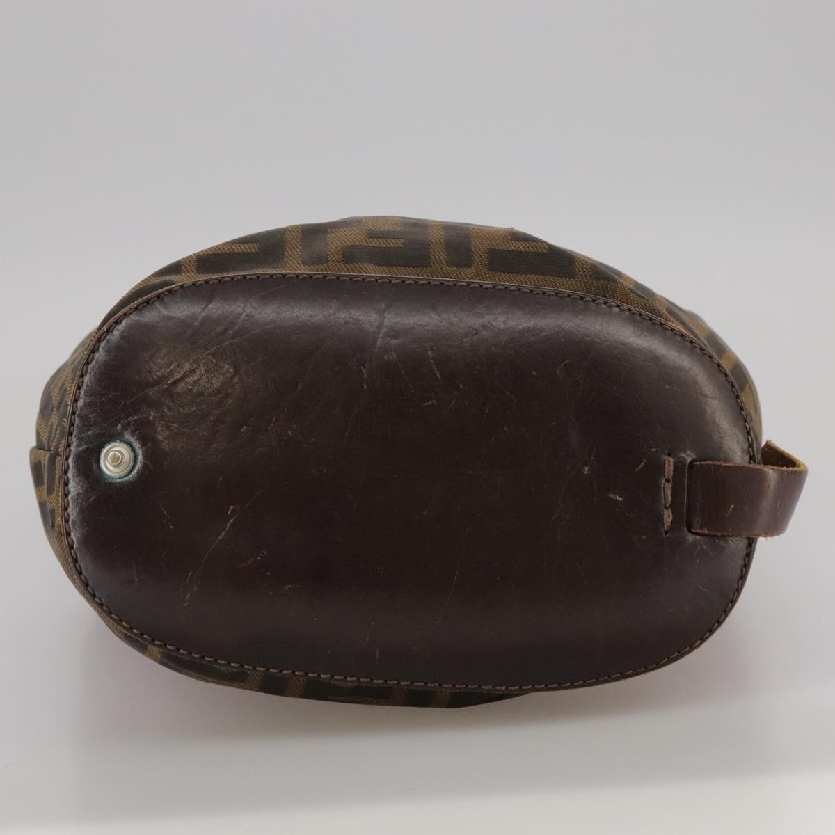 FENDI Zucca Canvas Hand Bag Brown Black Auth ac3445