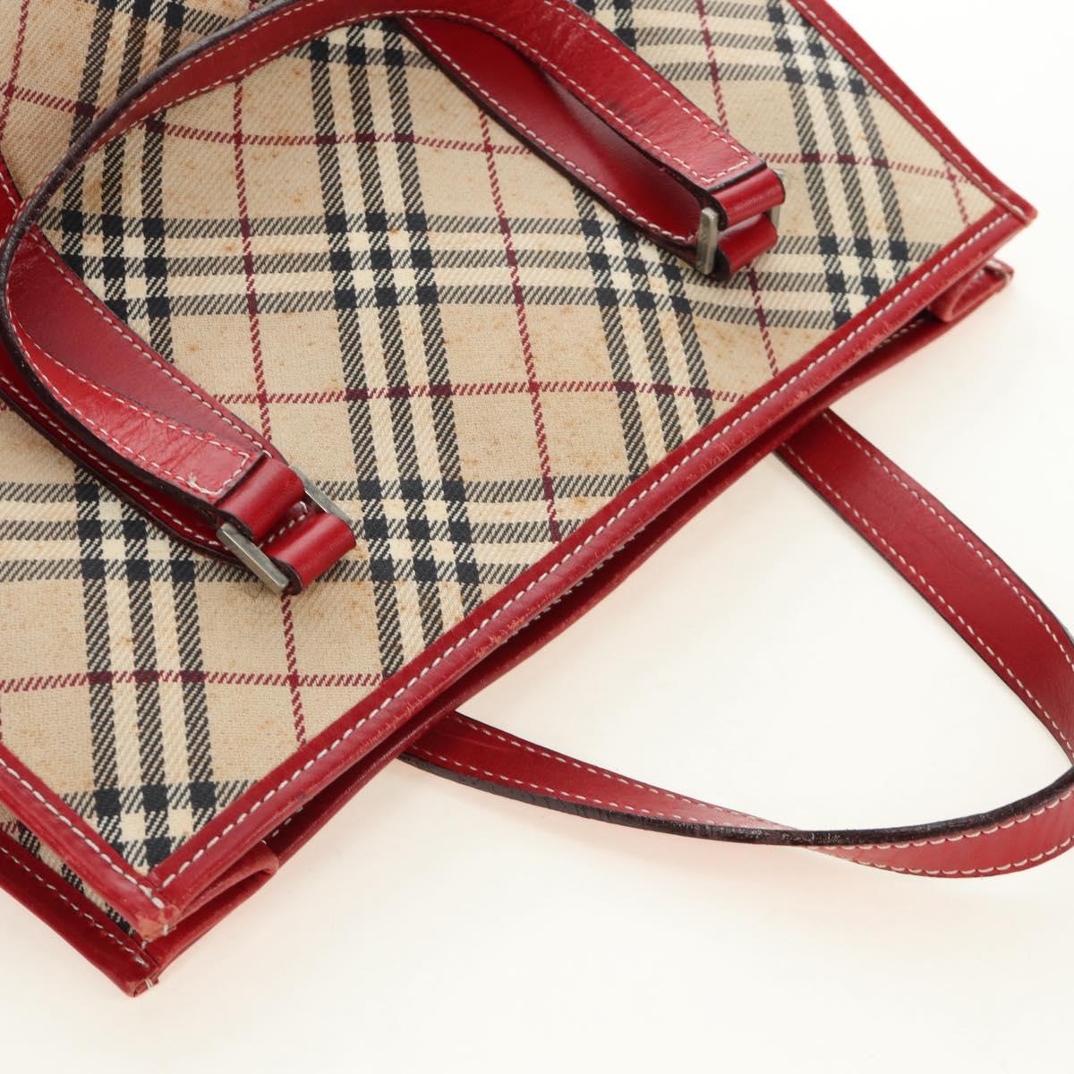 BURBERRY Nova Check Blue Label Hand Bag Canvas Beige Auth ac3491
