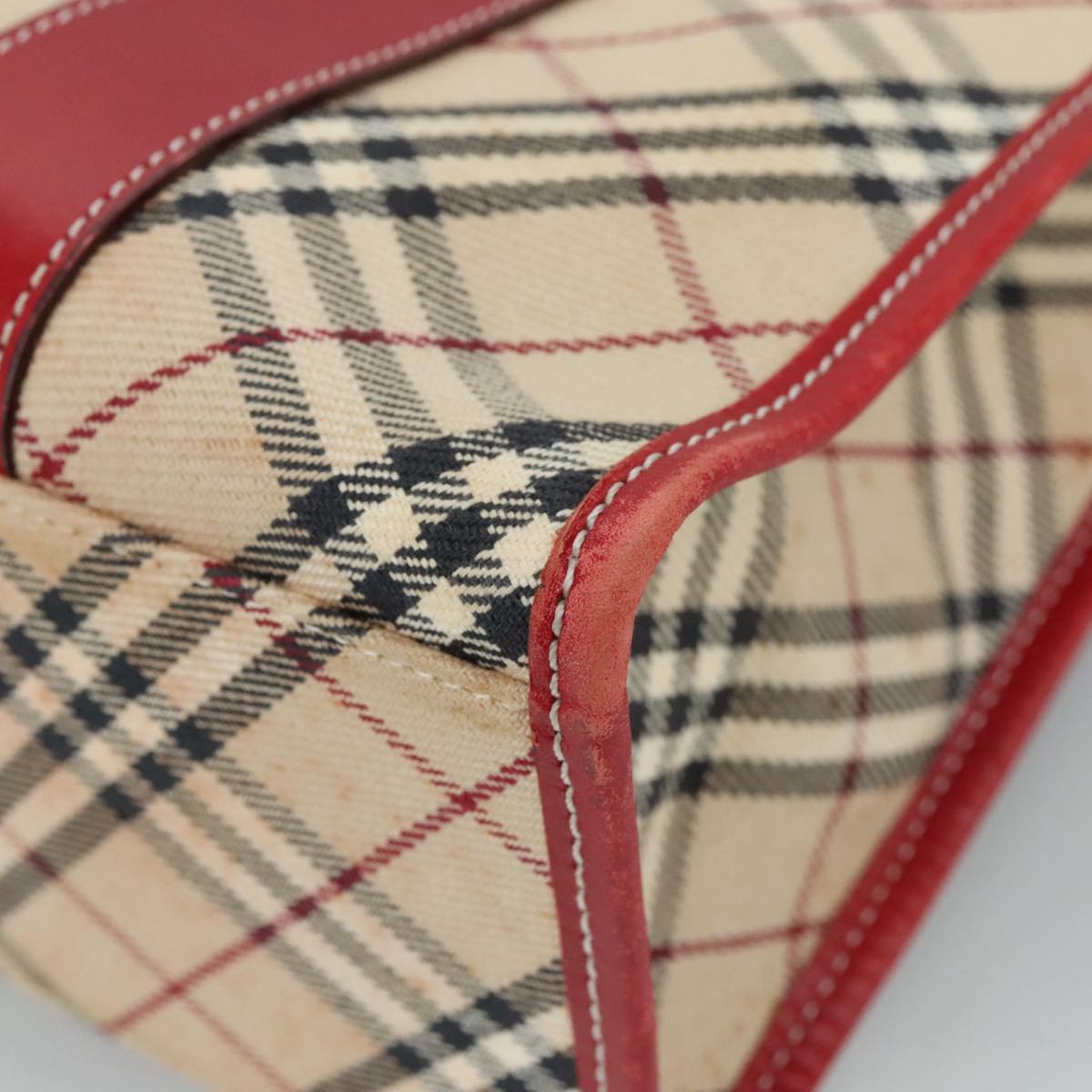 BURBERRY Nova Check Blue Label Hand Bag Canvas Beige Auth ac3491