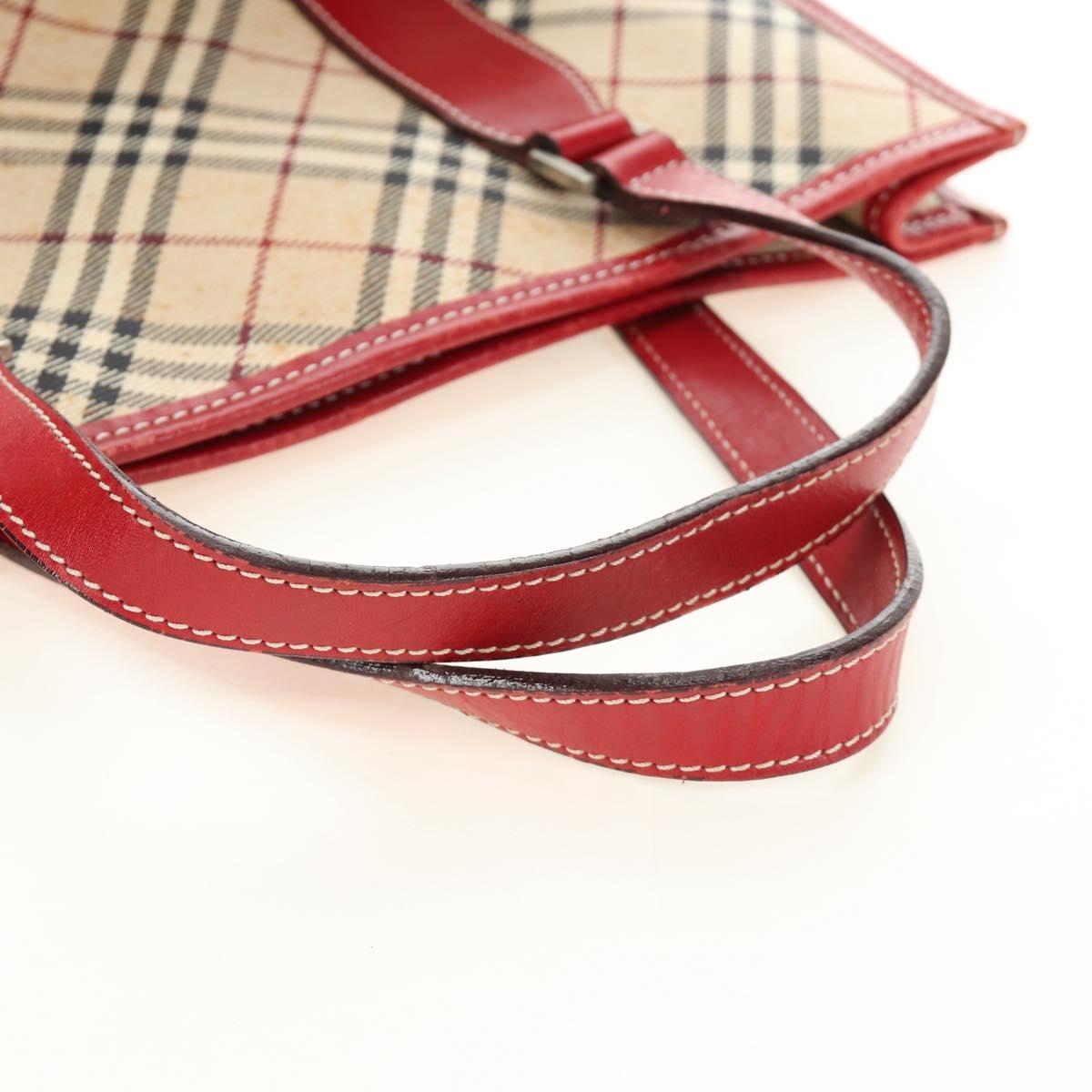 BURBERRY Nova Check Blue Label Hand Bag Canvas Beige Auth ac3491