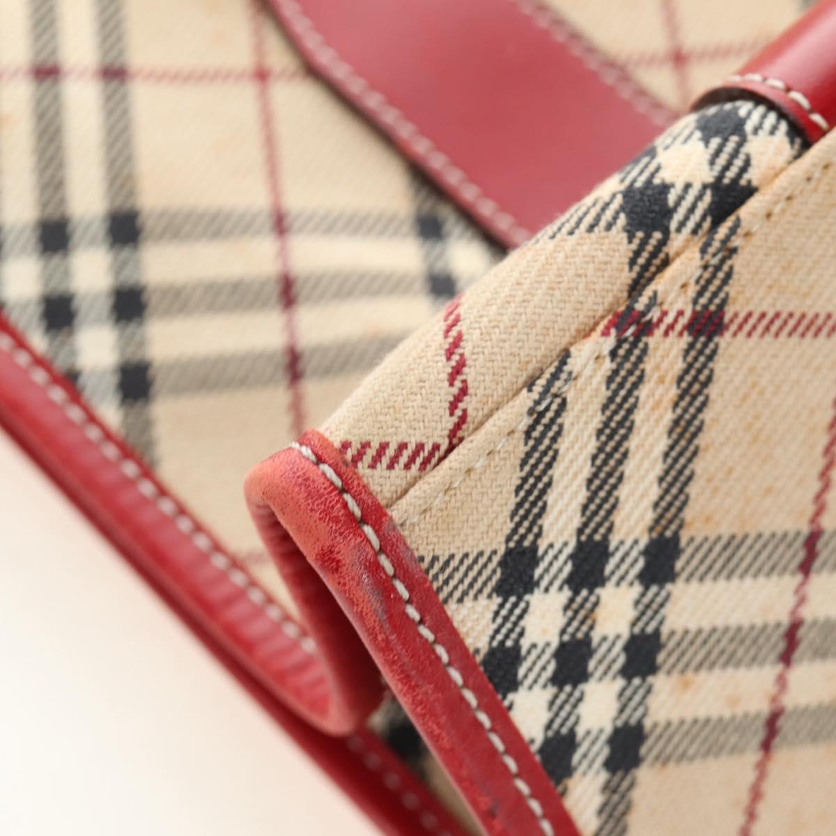 BURBERRY Nova Check Blue Label Hand Bag Canvas Beige Auth ac3491