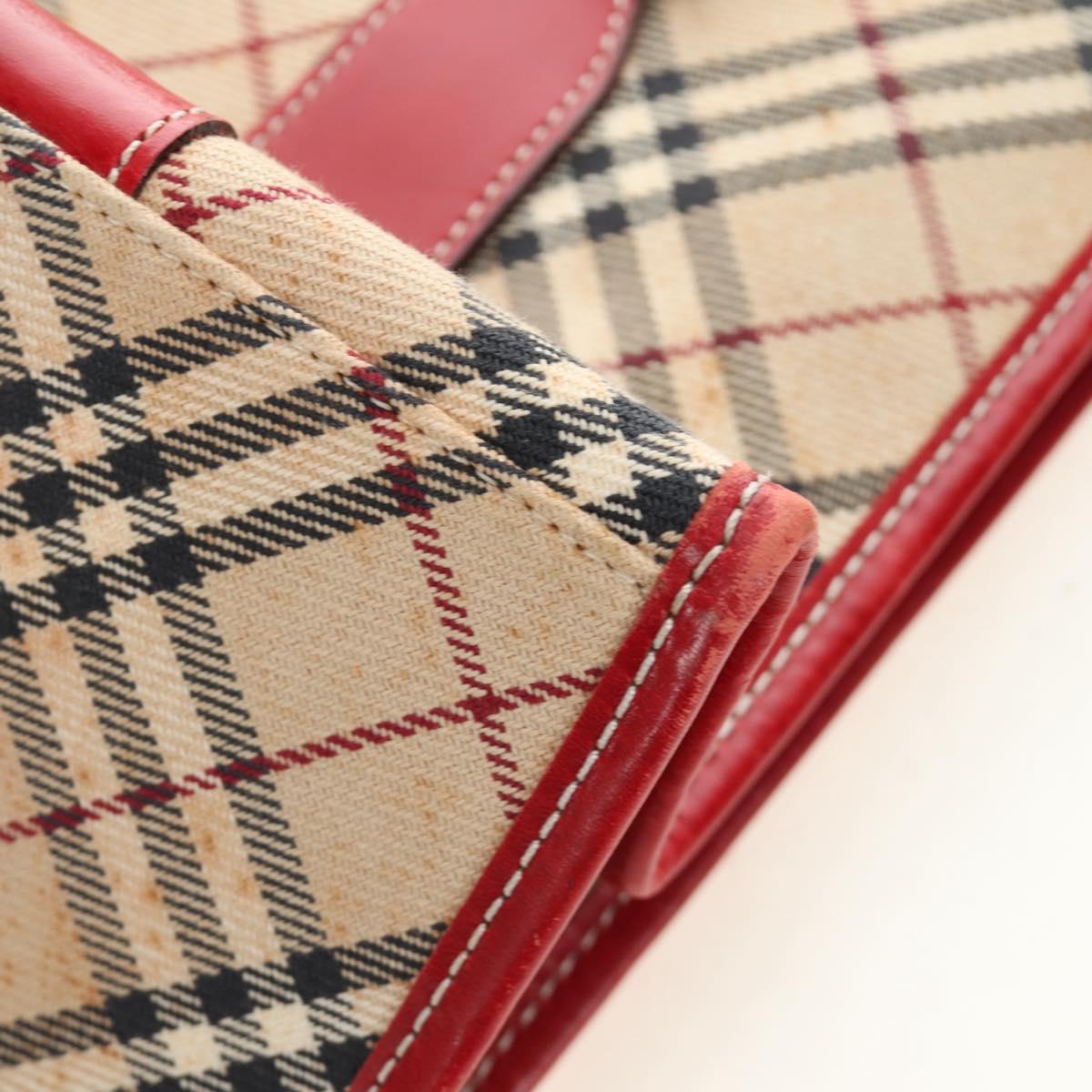 BURBERRY Nova Check Blue Label Hand Bag Canvas Beige Auth ac3491