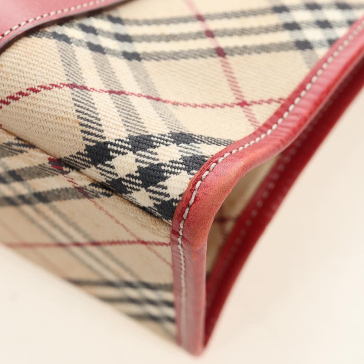 BURBERRY Nova Check Blue Label Hand Bag Canvas Beige Auth ac3491