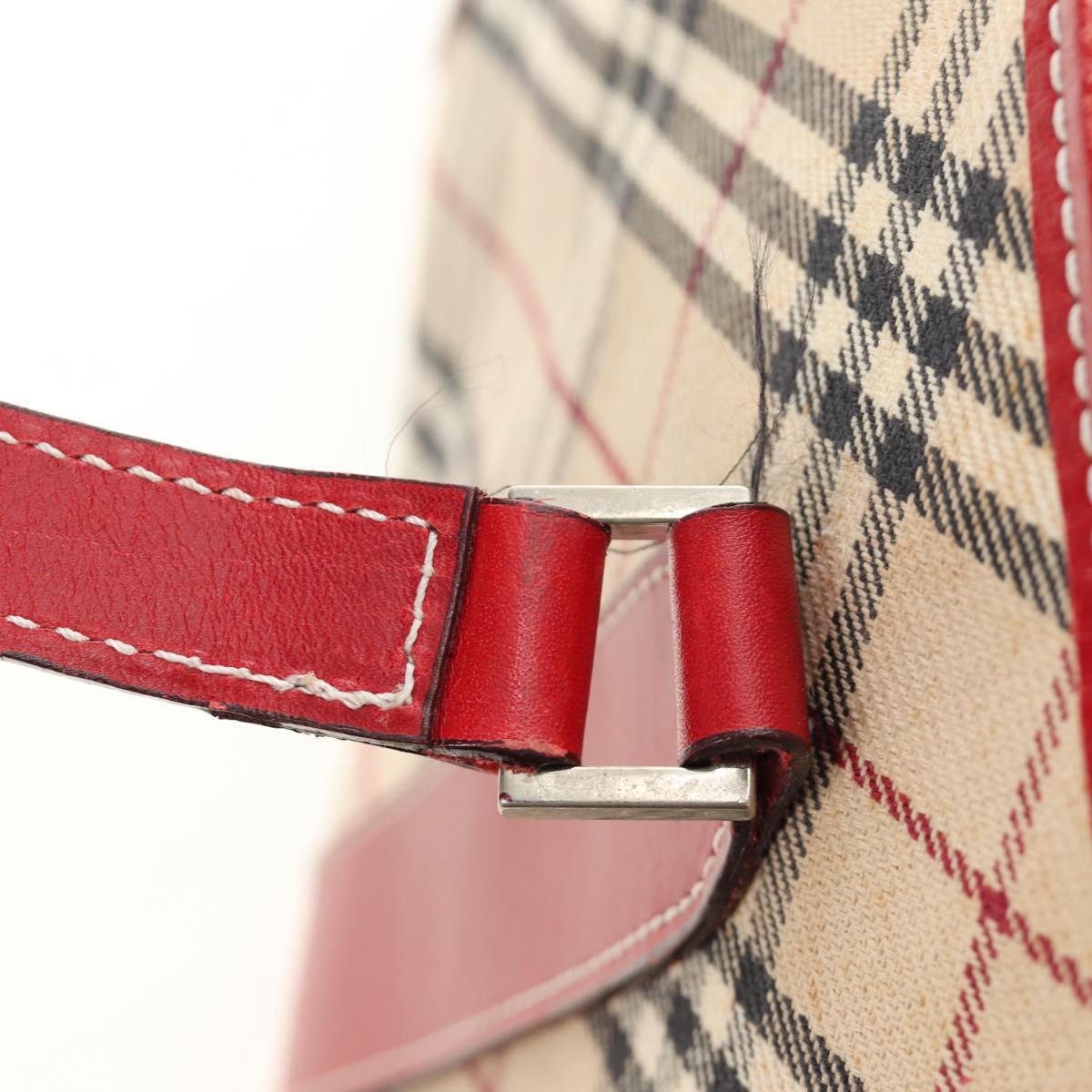 BURBERRY Nova Check Blue Label Hand Bag Canvas Beige Auth ac3491