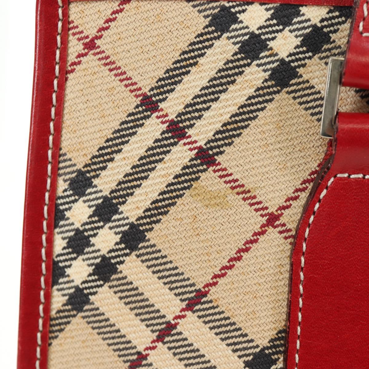 BURBERRY Nova Check Blue Label Hand Bag Canvas Beige Auth ac3491