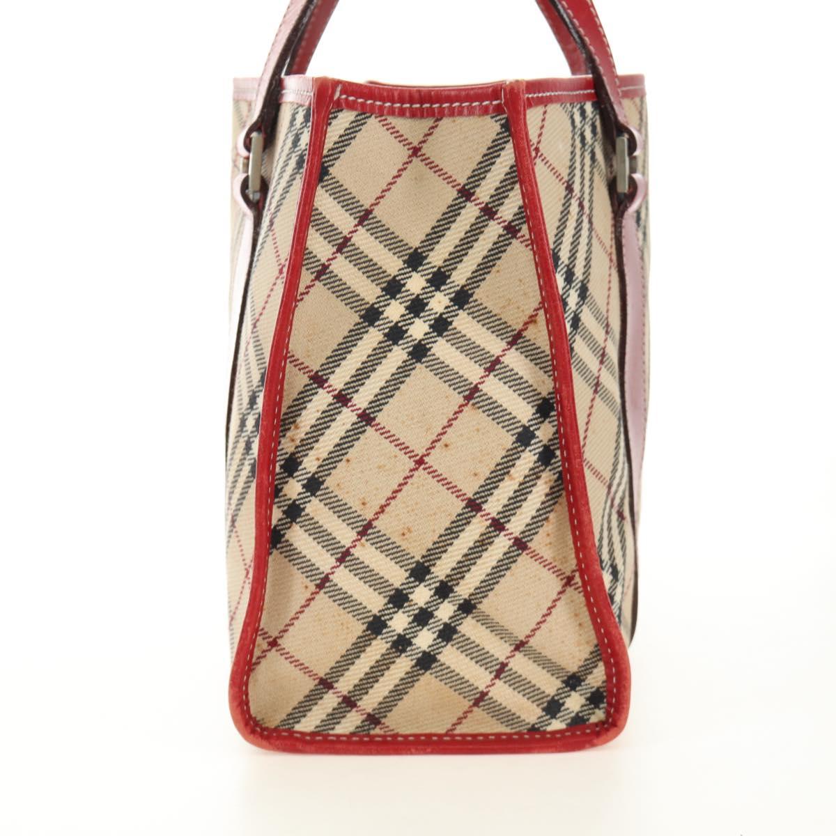 BURBERRY Nova Check Blue Label Hand Bag Canvas Beige Auth ac3491