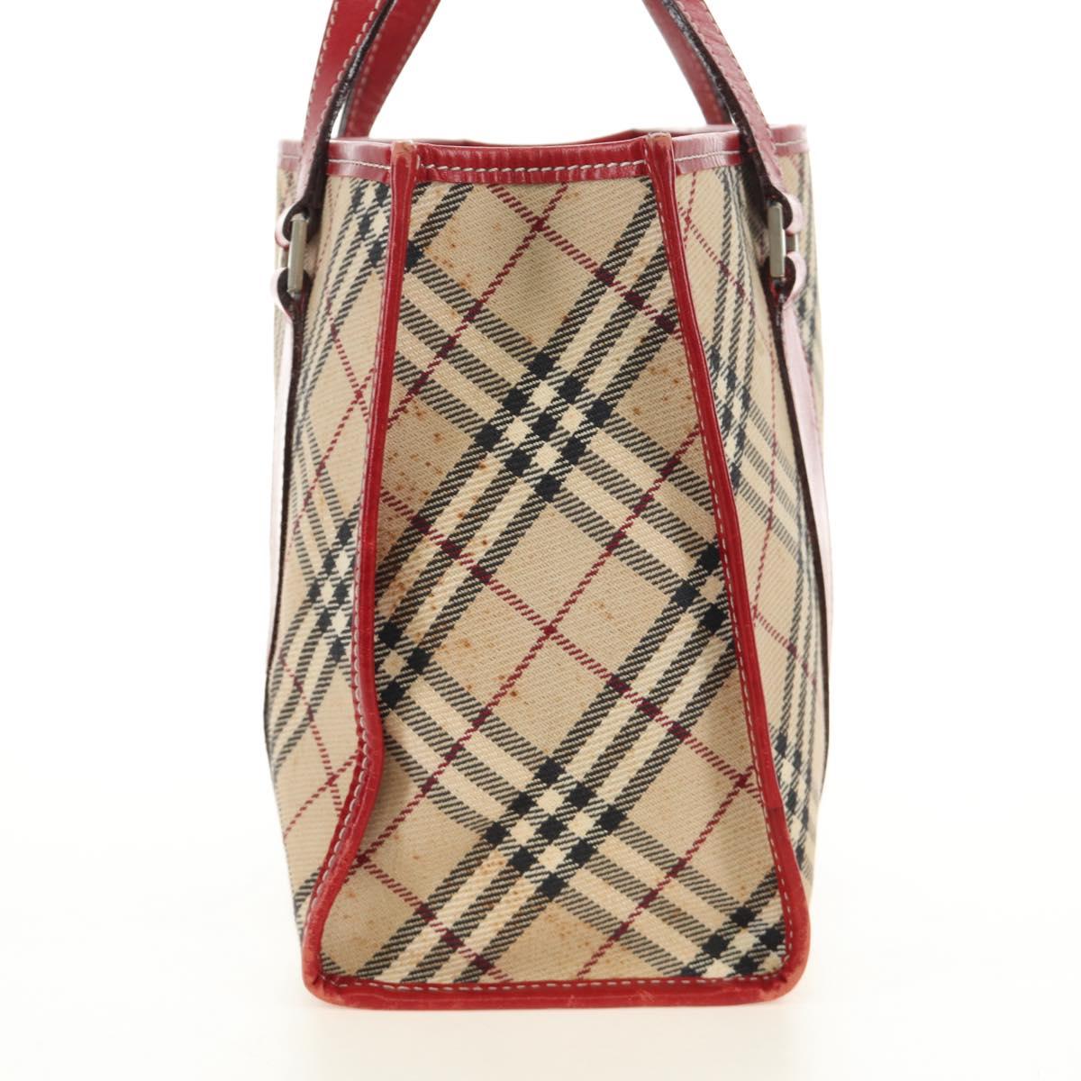 BURBERRY Nova Check Blue Label Hand Bag Canvas Beige Auth ac3491