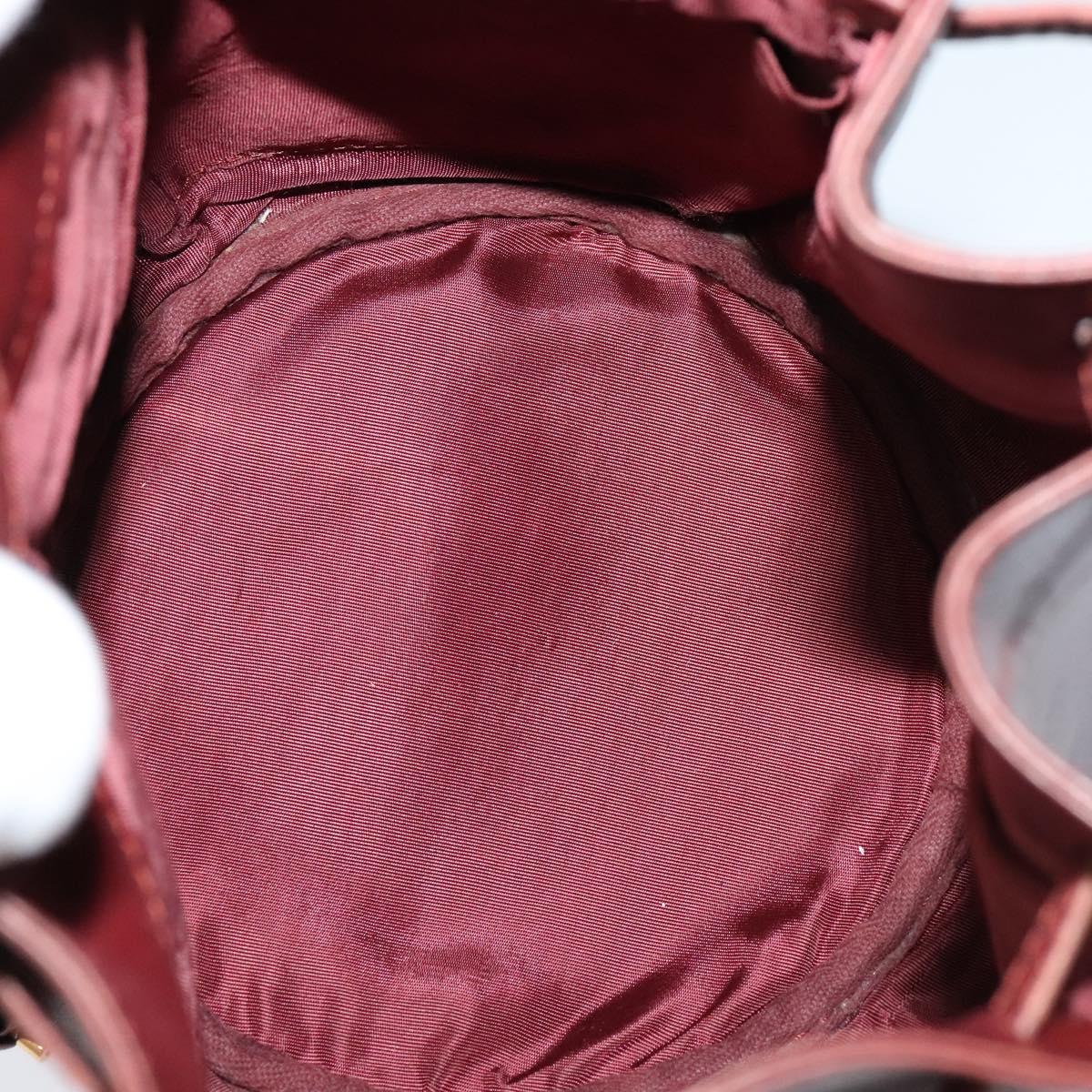 CARTIER Shoulder Bag Leather Bordeaux Gold Auth ac3496